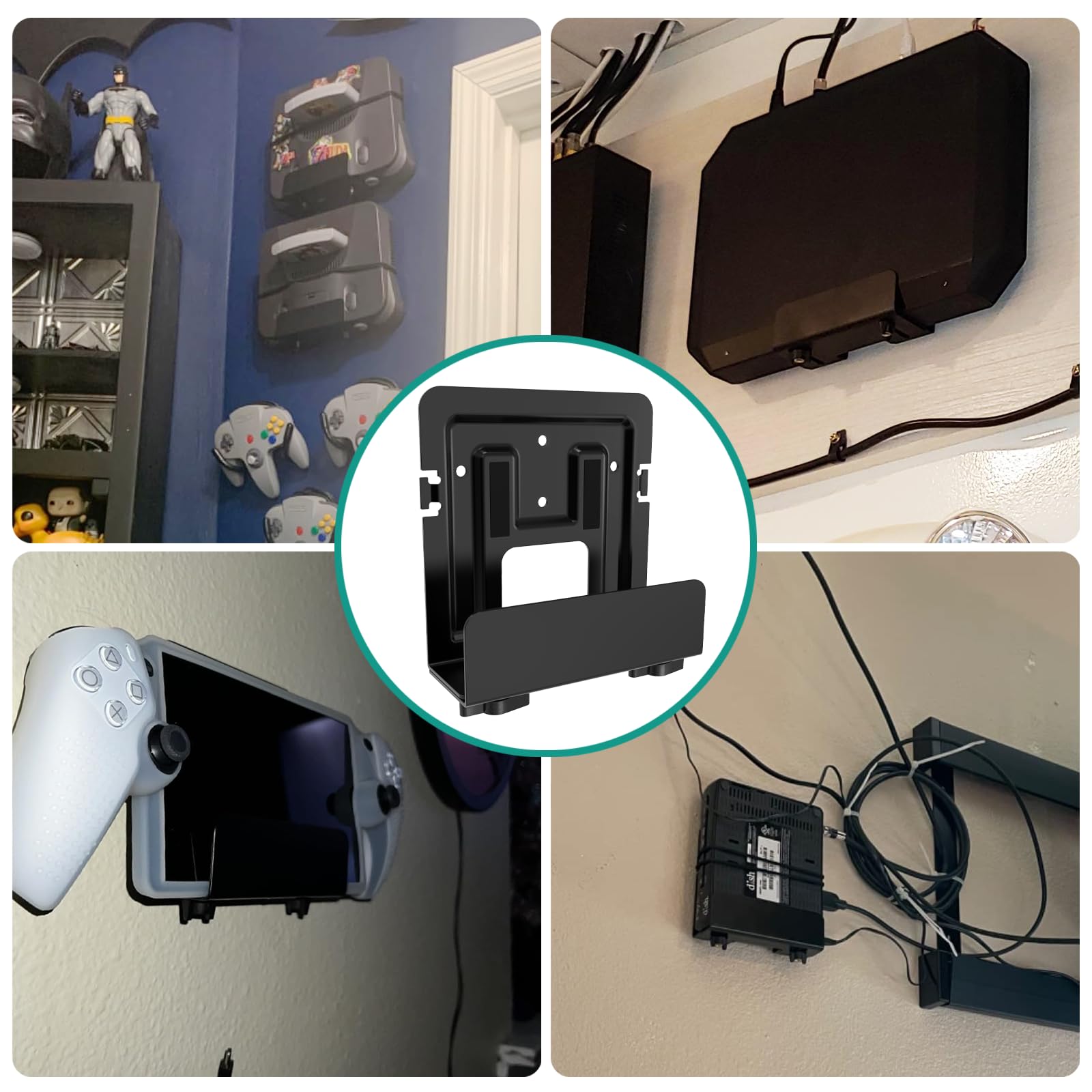 Adjustable Wall Mount for Cable Box, Modem, DVD Player, PS3, PS4 & Xbox One S - Universal Holder for Small & Wide Devices - Perfect for Home Theater & Gaming Setup