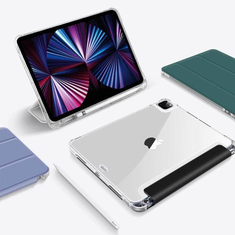 2021 iPad Pro 11 Inch Protective Case with Pencil Holder - Slim Clear TPU Smart Cover for Apple Pencil Storage | Perfect for Work, Study & Creative Design