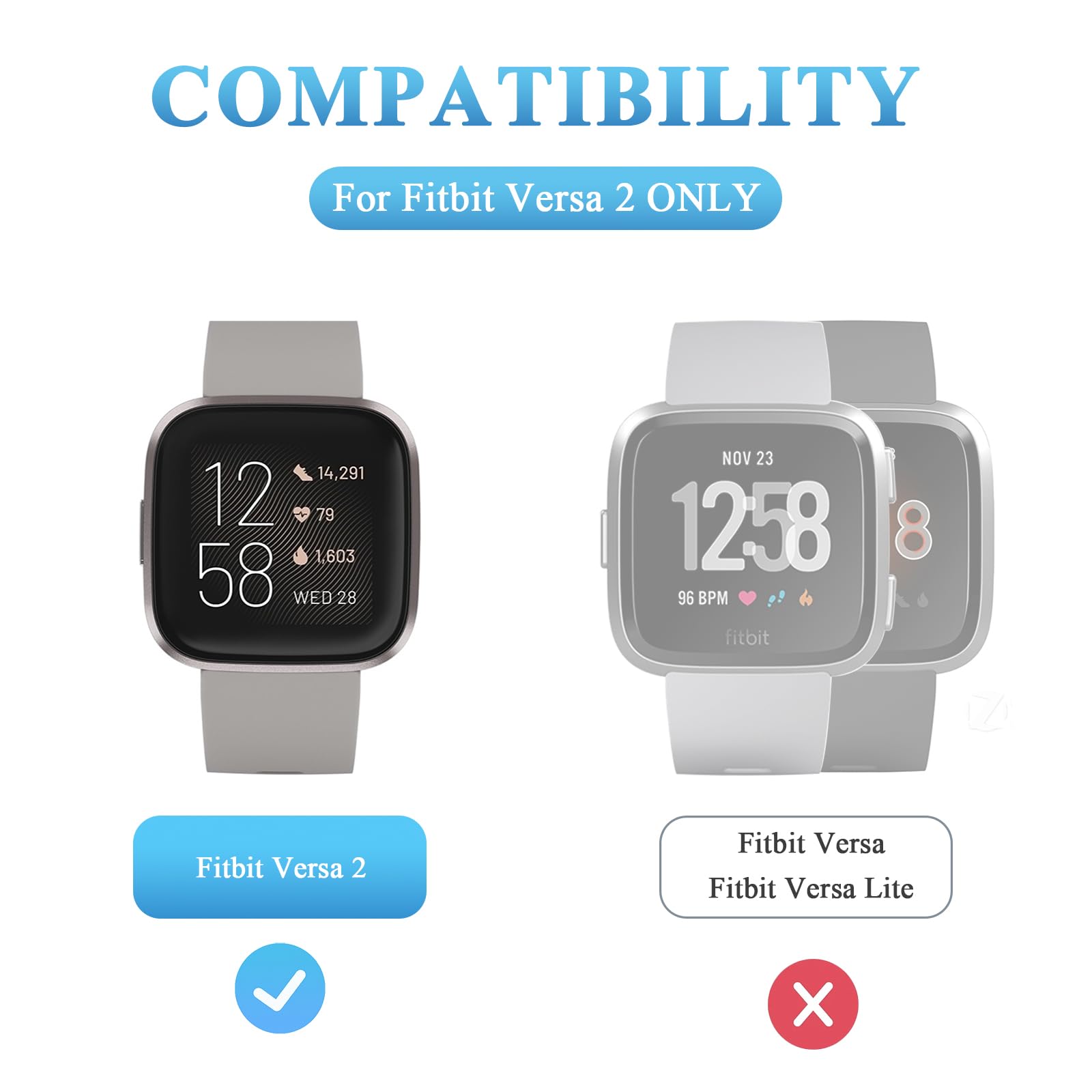 Upgraded Fitbit Versa 2 Charger Dock Stand with Charging Cable - Replacement Charging Accessories for Versa 2 Only (Not Compatible with Versa/Versa Lite) - Perfect for Home, Office & Travel Use