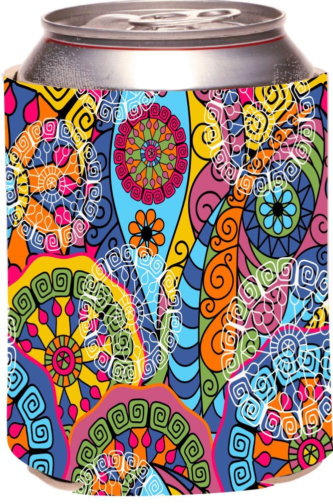 Rainbow Pride Mandala Can Cooler - Insulated Beverage Sleeve for Beer & Soda Cans - Vibrant Colorful Design for Parties, BBQs & LGBTQ+ Events