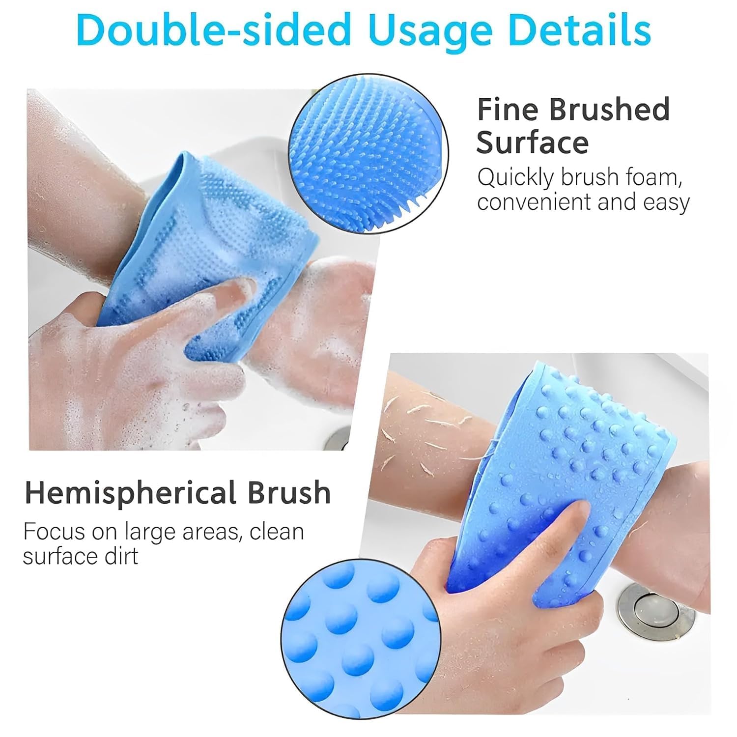 BLAXSTOC S-2 Silicone Body Brush with Shampoo Dispenser & Back Scrubber - Exfoliating Bath Brush for Men, Women & Kids - Soft Brightening Skin Care & Gentle Cleansing Shower Brush (Great for Sensitive Skin & Spa Days)