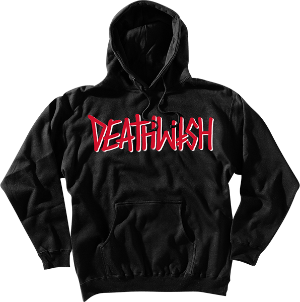 Deathwish Deathspray Hooded Sweatshirt - Medium Size, Black & Red Color - Perfect for Skateboarding, Streetwear Fashion, and Casual Everyday Wear