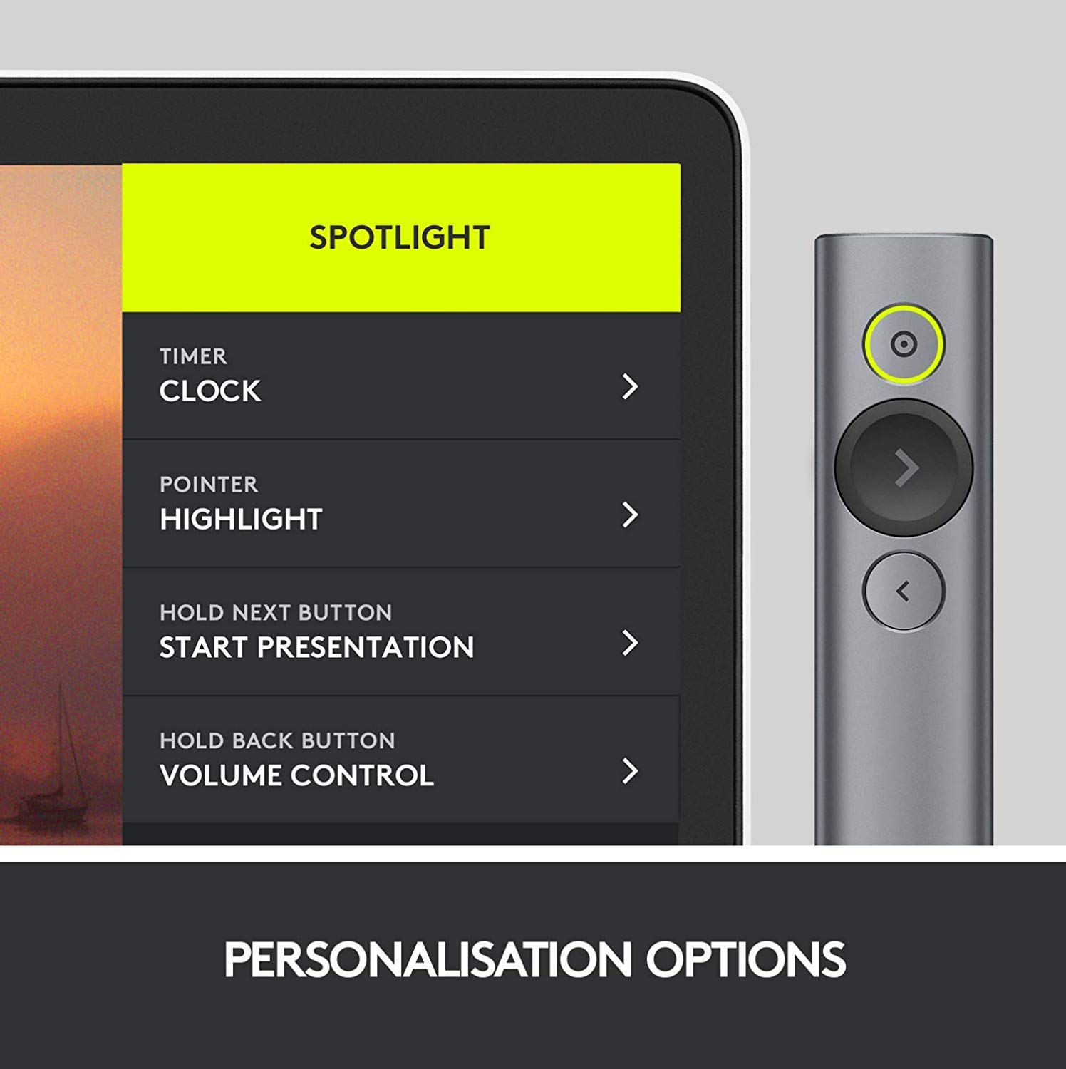 Logitech Spotlight Wireless Presentation Remote with Bluetooth - Advanced Digital Highlighting, 30M Range, Fast USB-C Charging - Compatible with PowerPoint, Keynote, Google Slides - Perfect for Business Meetings, Classroom Presentations & Remote Work