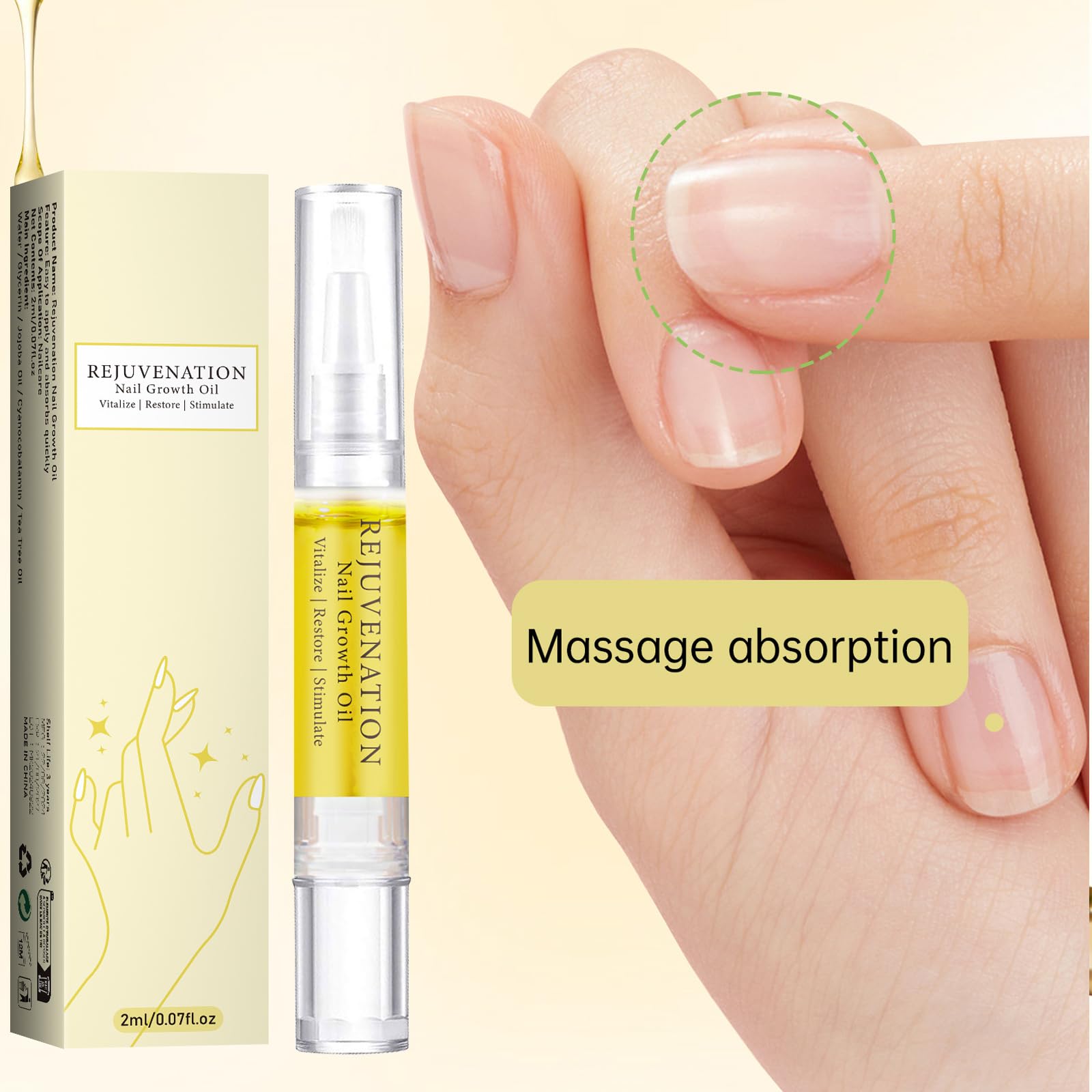 Nail Growth Oil Pen - Cuticle Revitalizer & Nail Strengthener for Repairing Peeling, Broken Nails | Nail Treatment for Healthy Nails | Perfect for Home Manicures & Professional Nail Care