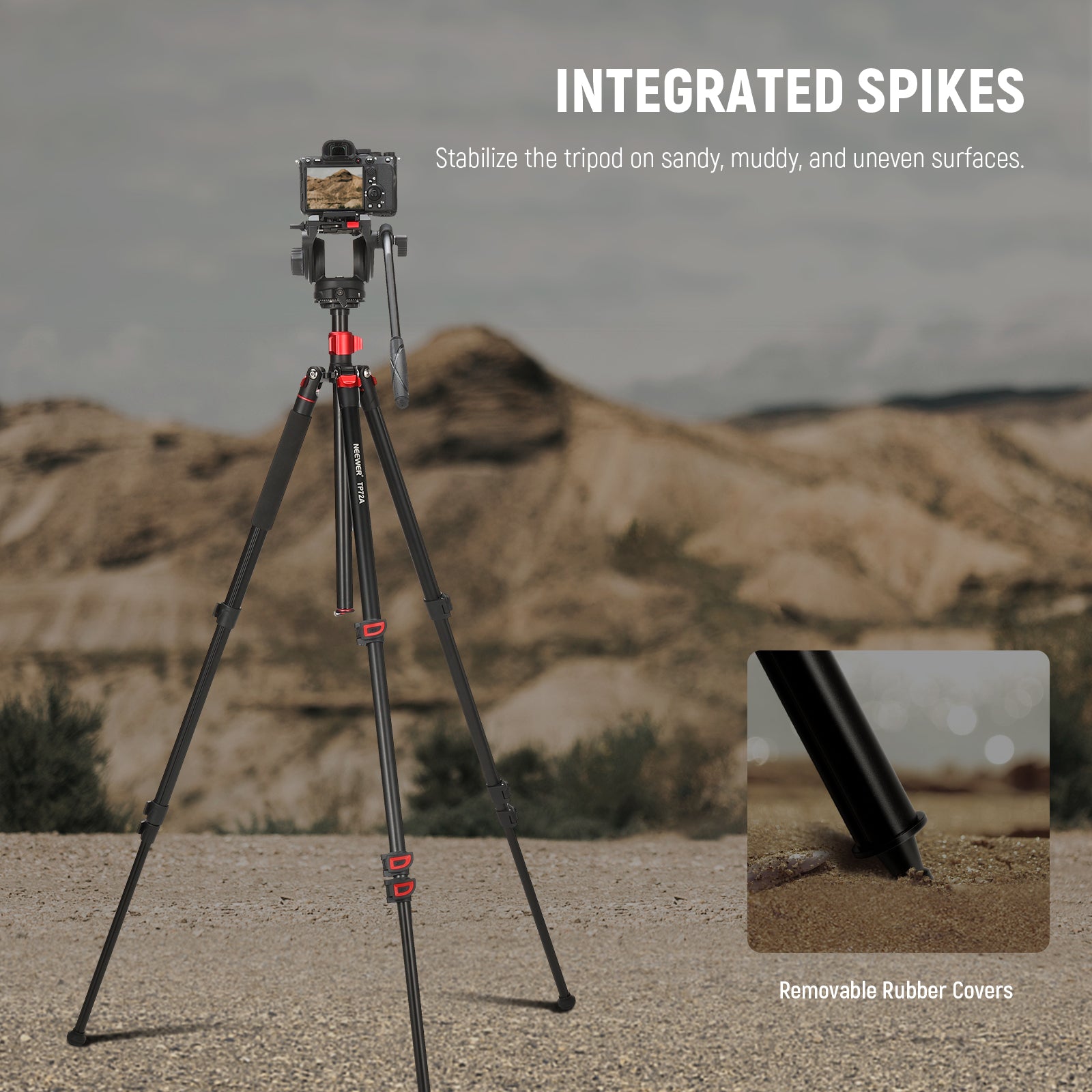 NEEWER TP72A 72-Inch Professional Aluminum Video Tripod with Fluid Head - Lightweight Camera Tripod for DSLR, Mirrorless, Camcorders - Perfect for Vlogging, Live Streaming, and Outdoor Photography