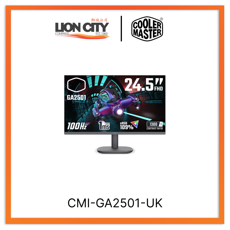 Cooler Master CMI GA2501 UK 24.5 Inch FHD 100Hz IPS Gaming Monitor - Ultra-Fast Response, AMD FreeSync, HDMI & DisplayPort for PC, PS5, Xbox Gaming