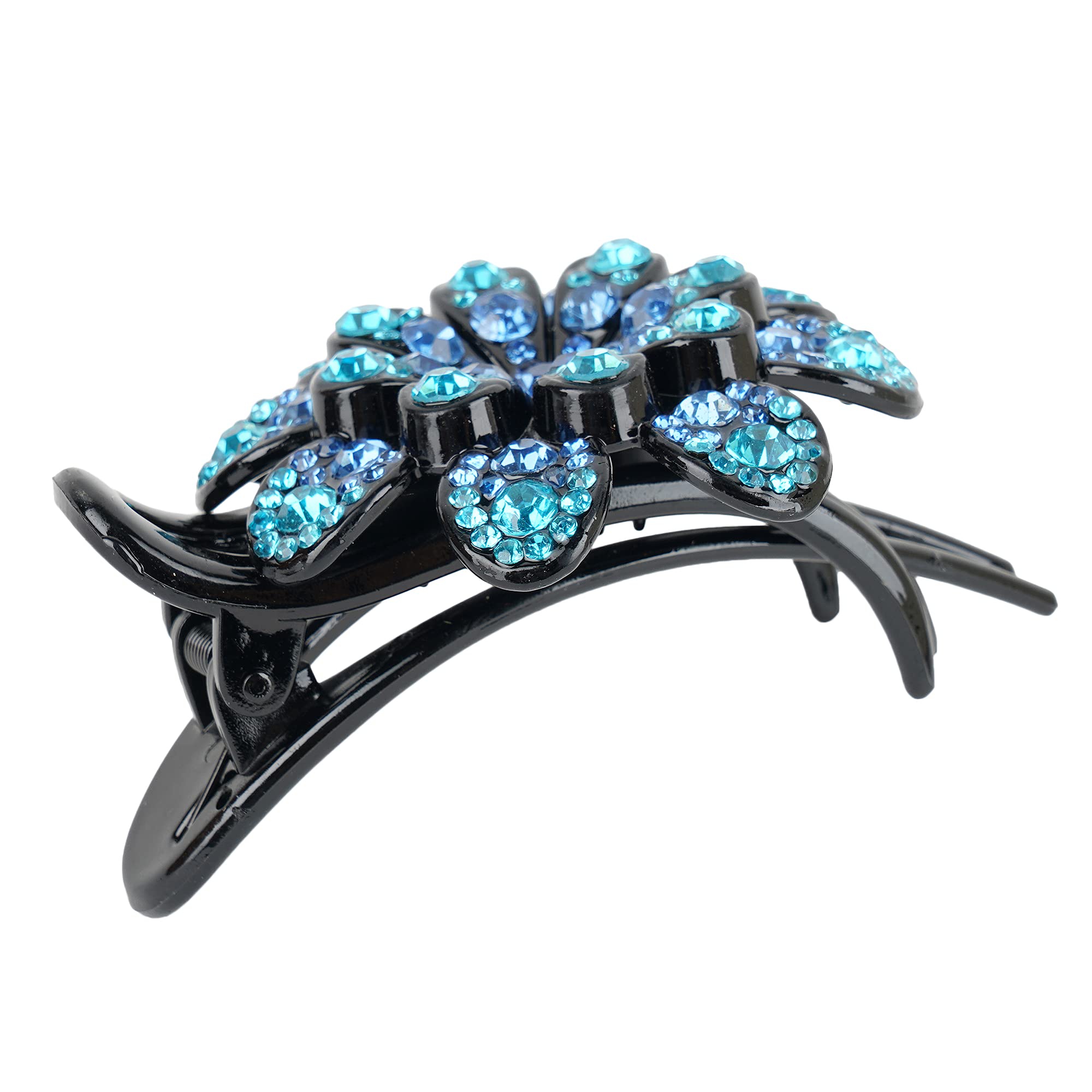 ZEMANIA Rhinestone Hair Claw Clips for Women - Non-Slip Crystal Glitter Hair Barrettes, Decorative Flower Hairpins for Thick Long Hair (Set of 2) - Perfect for Weddings, Parties & Everyday Hairstyles
