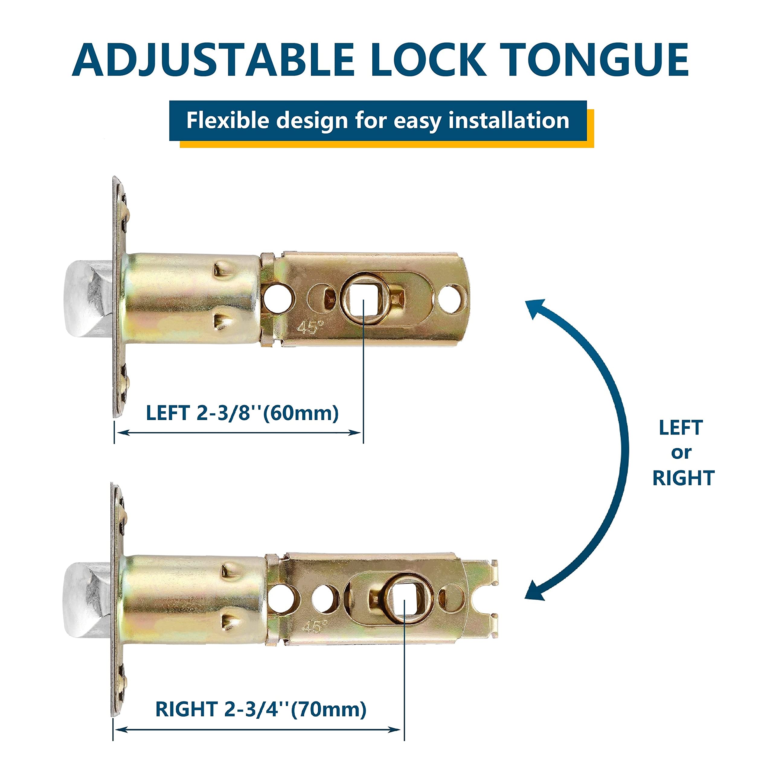 Keyless Privacy Door Lock - Light Satin Brass Finish for Bathrooms & Interior Doors