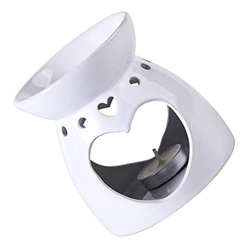 Healifty White Ceramic Incense Burner & Essential Oil Diffuser - Aromatherapy Oil Burner, Tealight Candle Holder for Christmas Decor, Home Relaxation & Meditation Spaces