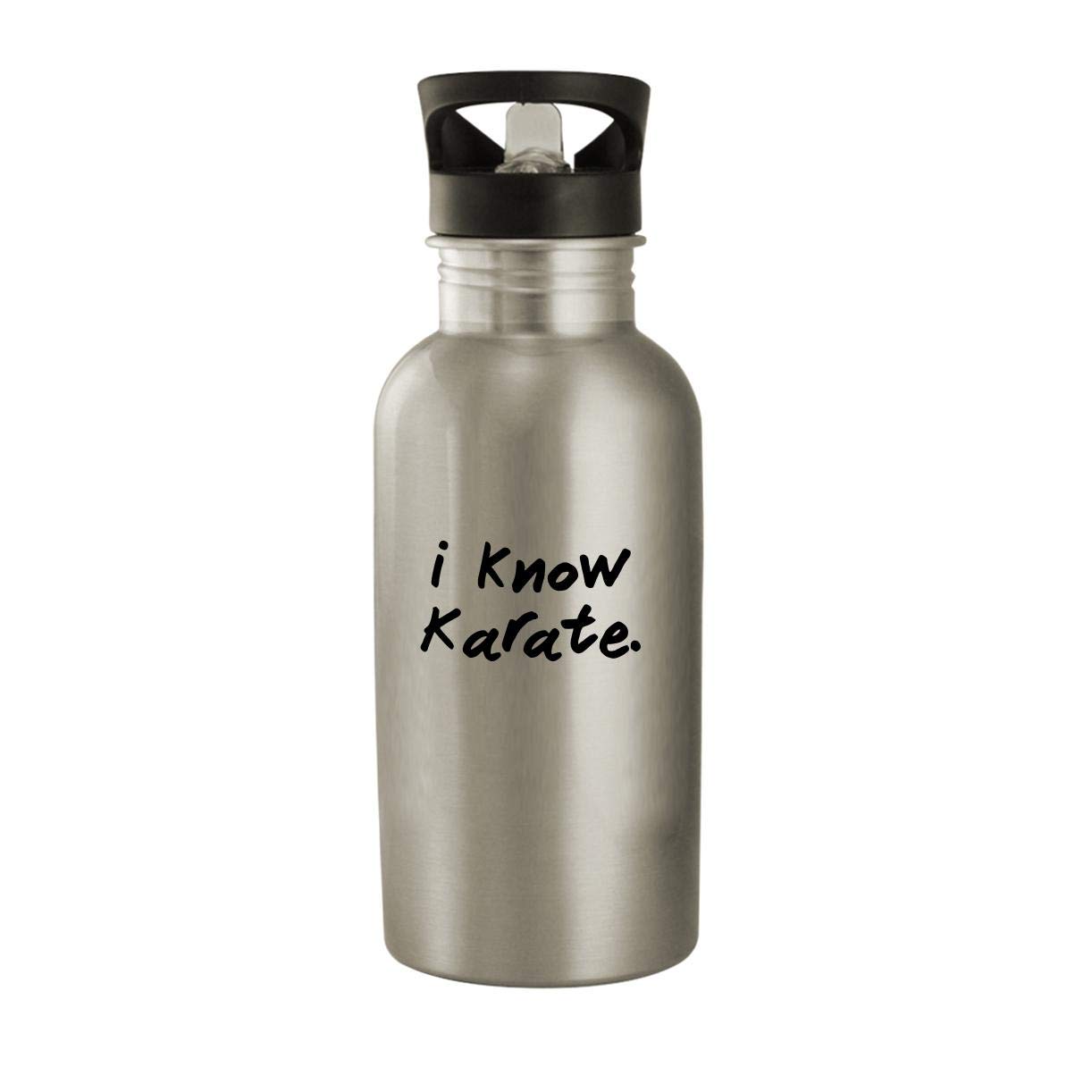 Stainless Steel 20oz Water Bottle - Vacuum Insulated, Leak Proof, Silver | Perfect for Gym, Hiking & Everyday Use | I Know Karate Design