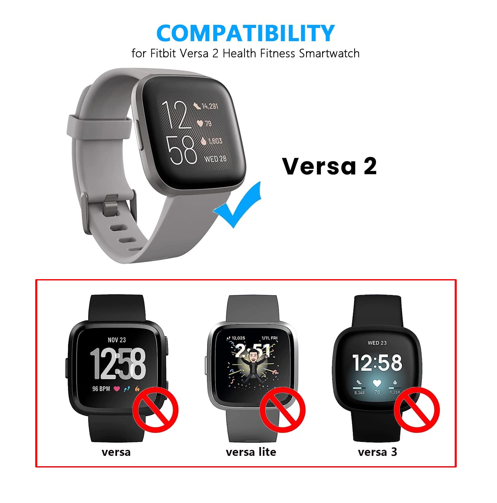Fast Charging 6FT USB Wall Charger for Fitbit Versa 2 Smartwatch - Replacement Charging Dock & Cable for Health & Fitness Tracking (Not Compatible with Versa 2 Lite) - Perfect for Home, Office, Gym & Travel Use