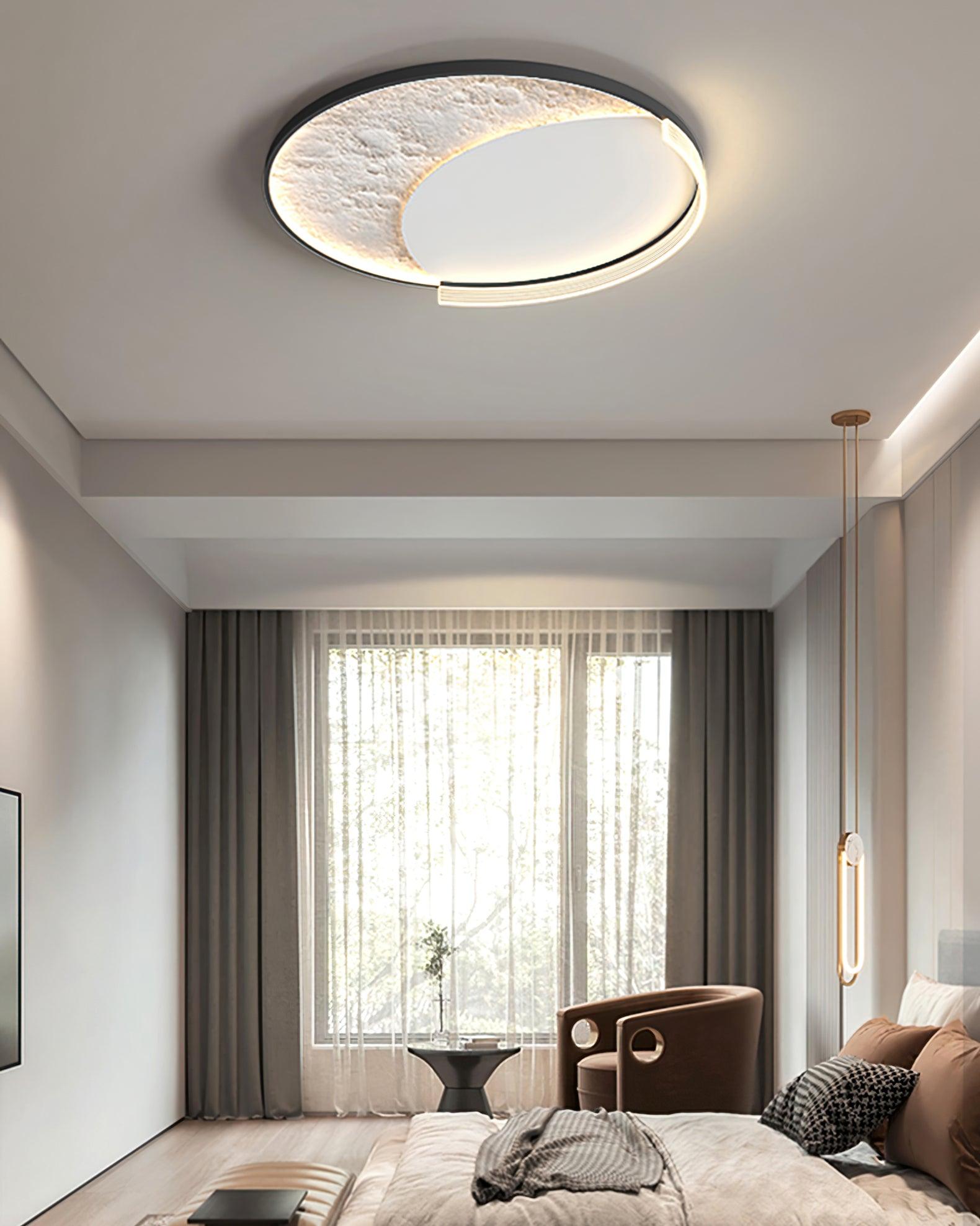 Lunar LED Ceiling Light - Modern Moon Phase Night Light for Bedroom, Nursery & Living Room - Energy Efficient Dimmable Ambient Lighting for Home Decor