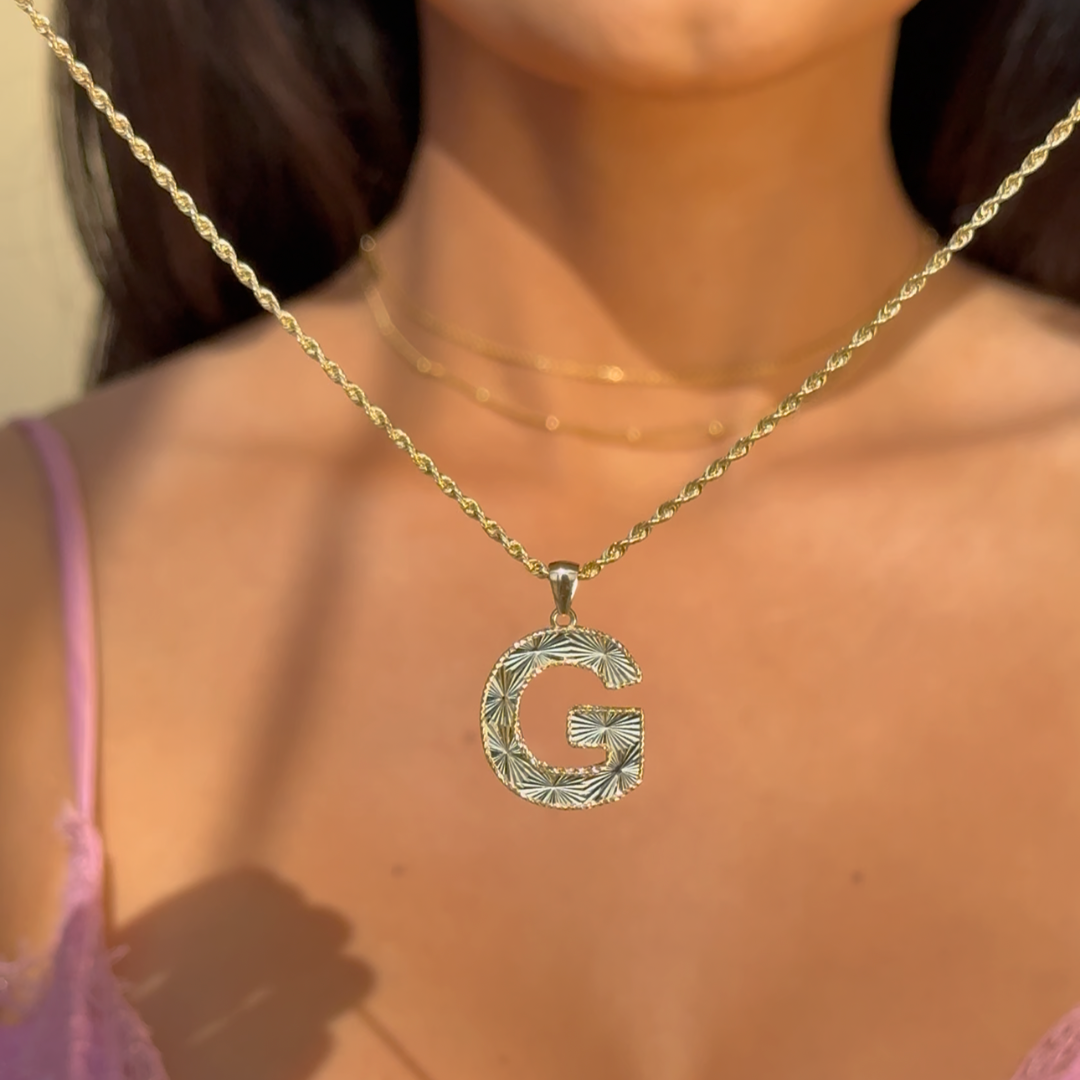 10K Gold Radiant Cut Initial Pendant Necklace - Personalized Name Jewelry for Women, Gift for Her - Perfect for Birthdays, Anniversaries & Special Occasions