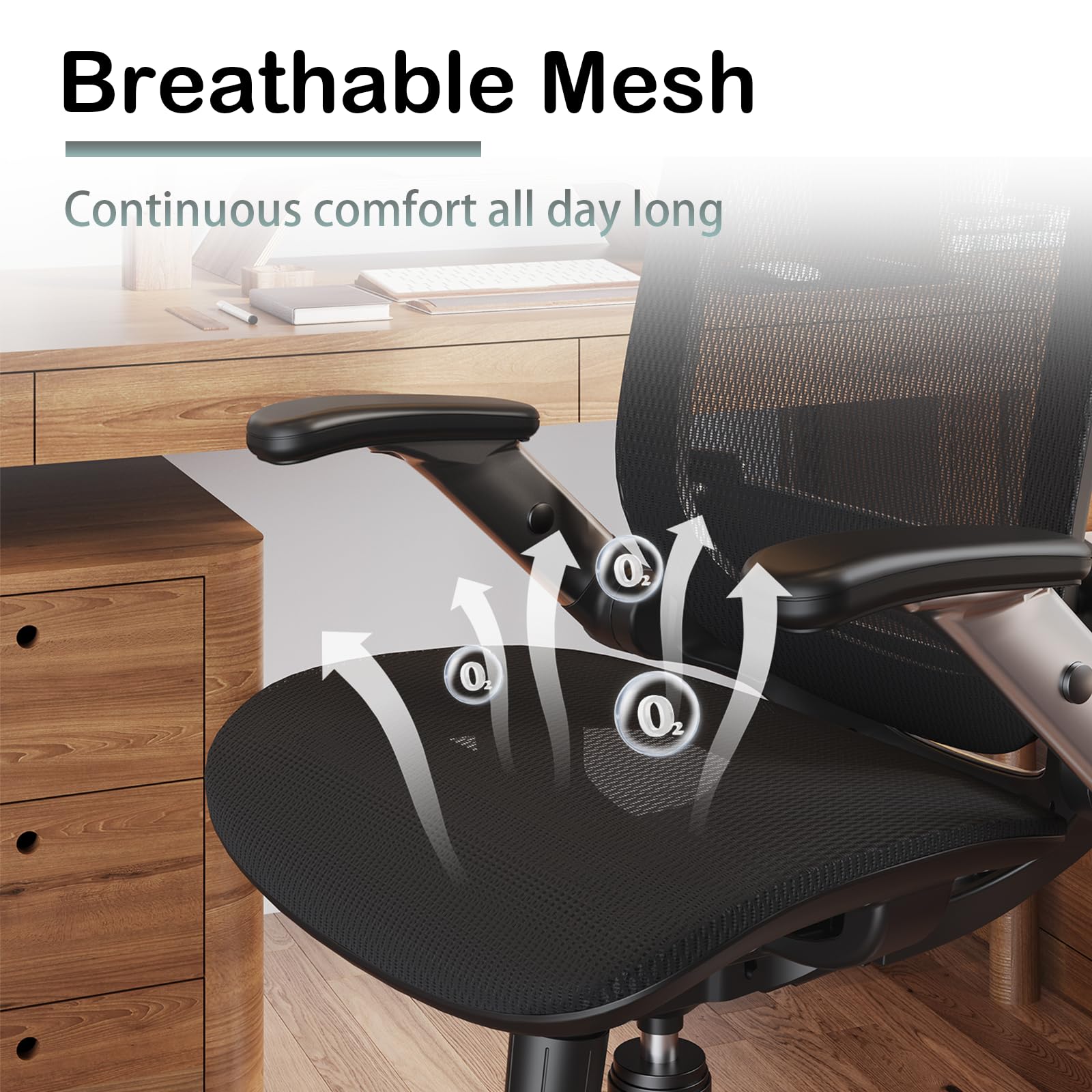 **SUNNOW Ergonomic Office Chair with Flip-Up Arms, 3D Headrest & Adjustable Tilt (90°-120°) – High Back Mesh Computer Chair for Big & Tall Users – Perfect for Home Office, Gaming & Executive Work**    *(Use Cases: Ideal for long work sessions, gaming marathons, or ergonomic support in home offices and executive workspaces.)*