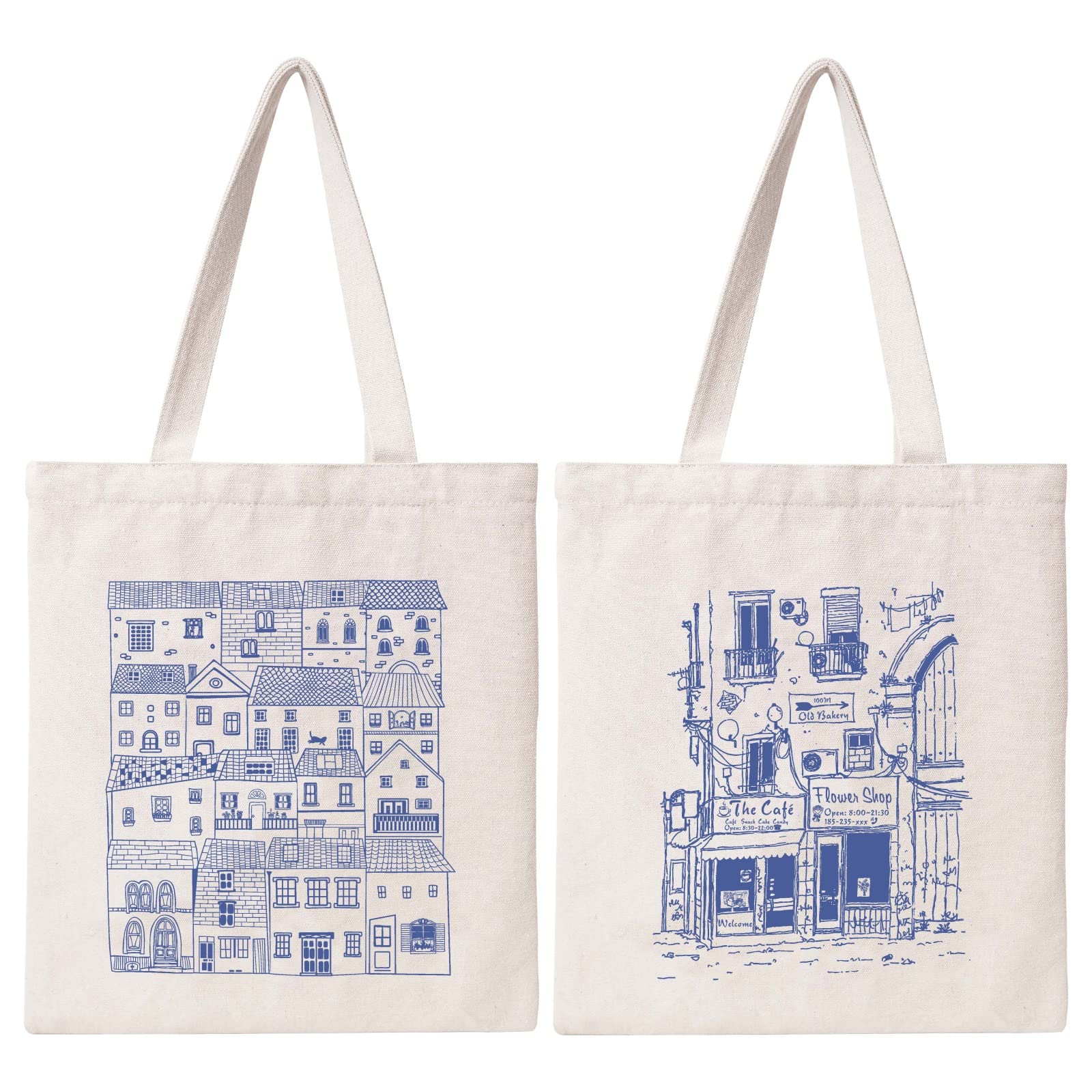 Vintage Canvas Tote Bag for Women - Cute Cottagecore Aesthetic Reusable Grocery Shopping Bag, Durable Shoulder Beach Bag | Perfect for Farmers Market, Picnics & Eco-Friendly Daily Use