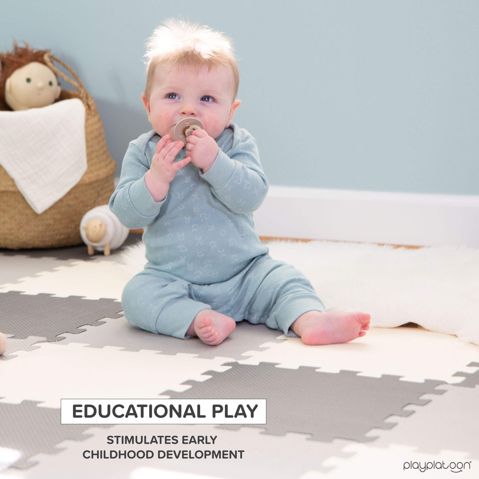 Non-Toxic Foam Puzzle Floor Mat - Extra Thick & Cushiony Play Mat for Toddlers, Kids & Adults - 36 Interlocking Tiles (12