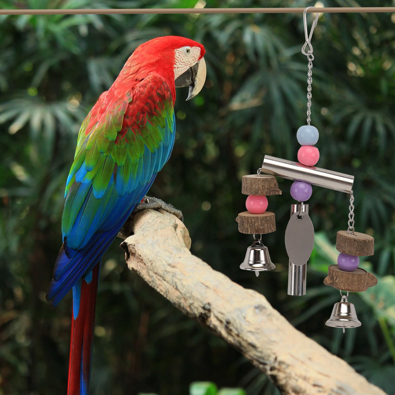 POPETPOP Parrot Toy - Hanging Bird Cage Toy for Parrots & Small Birds - Durable & Fun Chewing & Climbing Activity - Perfect for Playtime & Exercise in Bird Cages