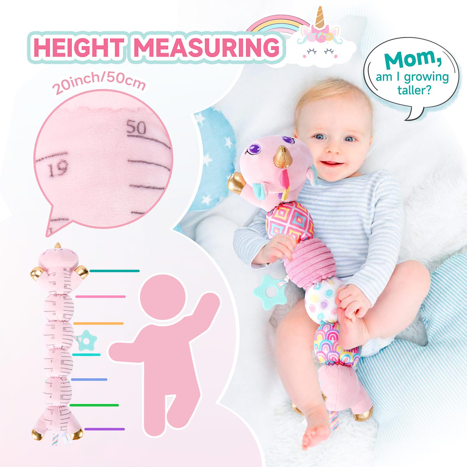 Best Musical Baby Toys for 6-12 Months - Sensory Crinkle & Rattle Developmental Toys for Newborns & Infants 0-12 Months | Perfect for Tummy Time, Christmas Gifts & Baby Girl Nursery (Pink) - Encourages Early Learning & Motor Skills Development