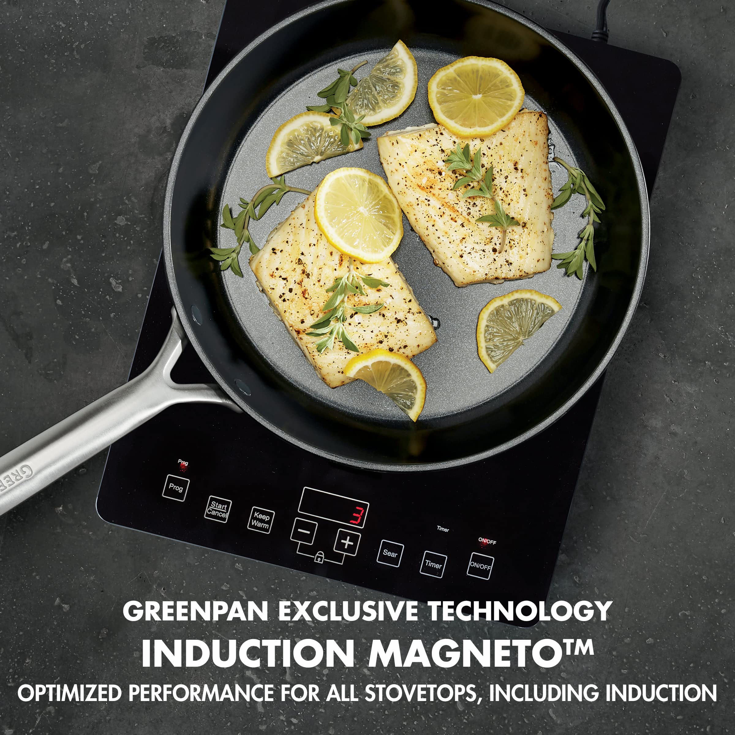 **GreenPan GP5 Healthy Ceramic Nonstick 10-Inch Frying Pan – Hard Anodized, Scratch-Resistant, Induction Compatible, Oven Safe & PFAS-Free – Perfect for Sautéing, Frying & Baking (Black)**