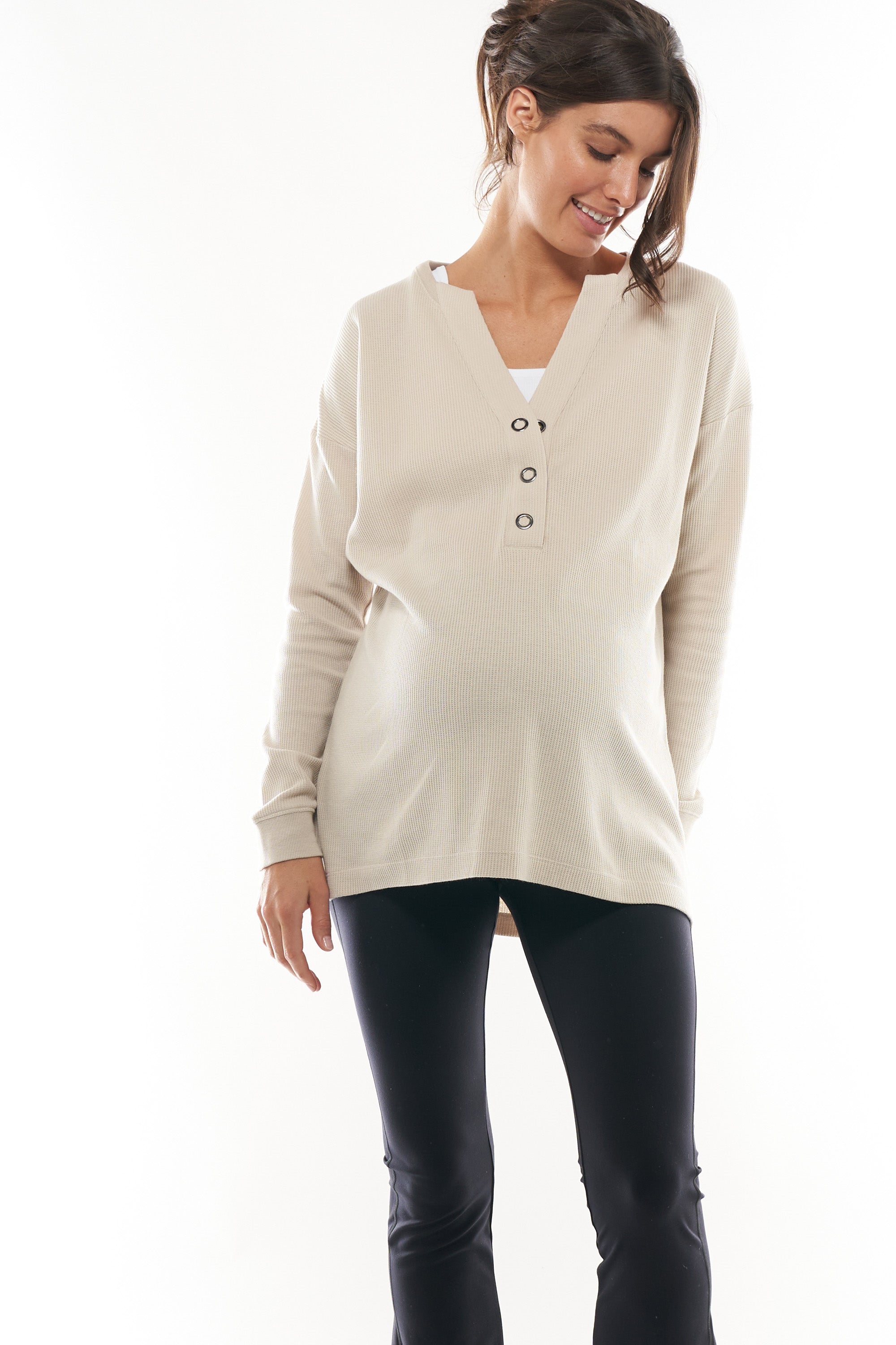 All For Us Waffle Henley Shirt for Men - Soft Cotton Knit Long Sleeve Casual Top - Perfect for Everyday Wear, Date Nights & Weekend Outings