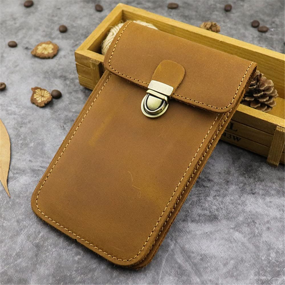 Vintage Leather Waist Bag for Men - Retro Handmade Crossbody Phone Pouch, Small Sports Fanny Pack (16x10x3cm) - Perfect for Hiking, Travel & Everyday Use