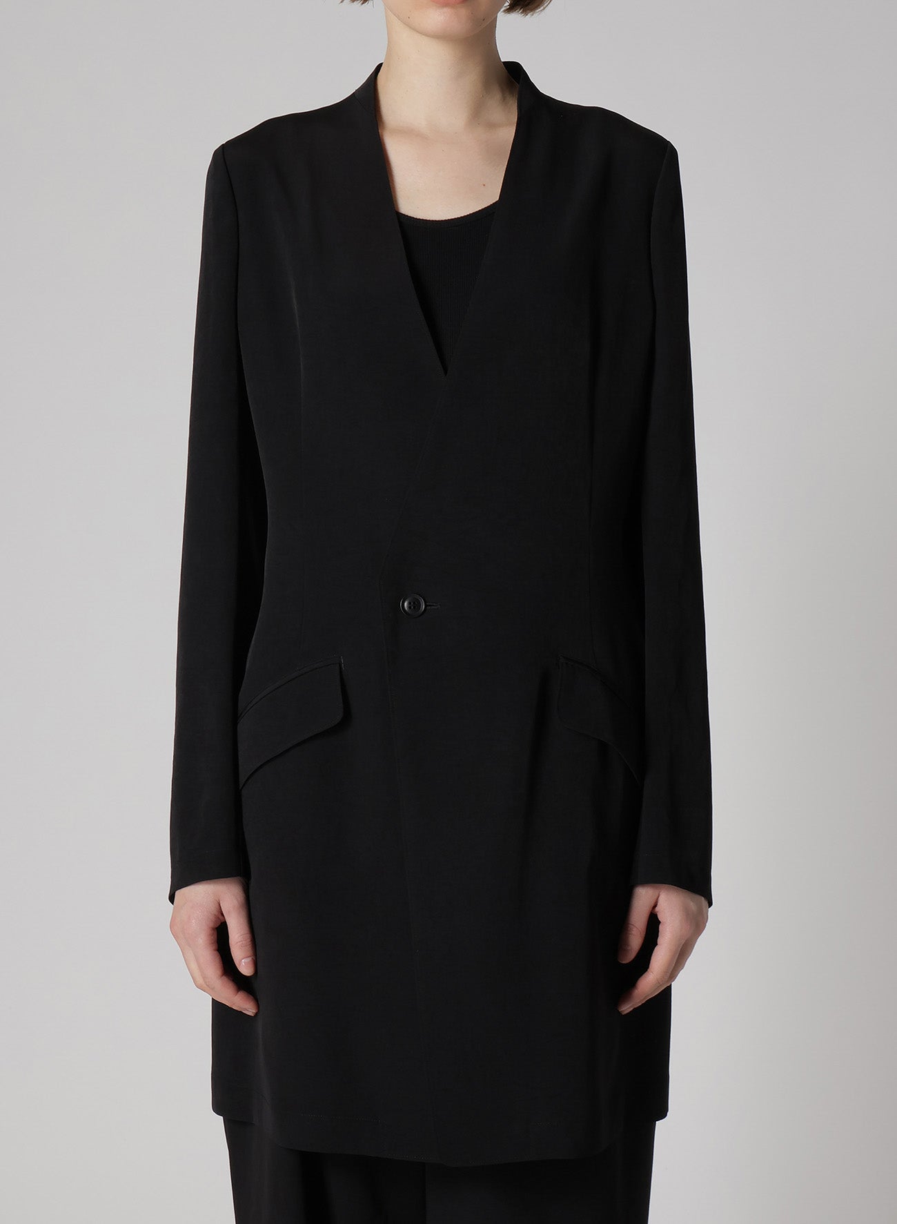 Crepe de Chine Collarless Jacket for Women - Lightweight & Elegant Blazer for Office, Casual Wear & Evening Outfits