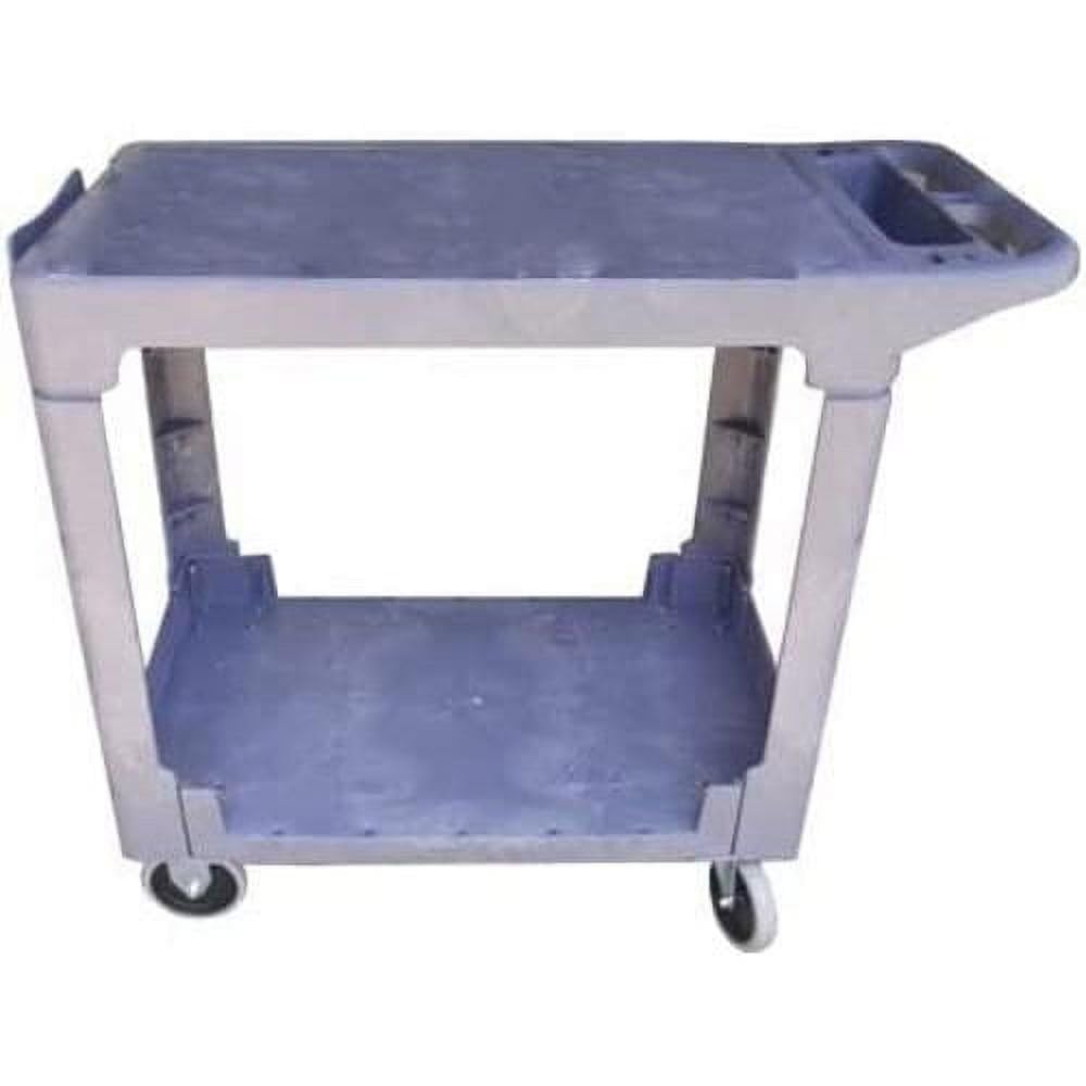 Heavy Duty Mobile Utility Cart with 2 Plastic Shelves - 500lbs Capacity - Ideal for Kitchen, Warehouse, and Retail Use
