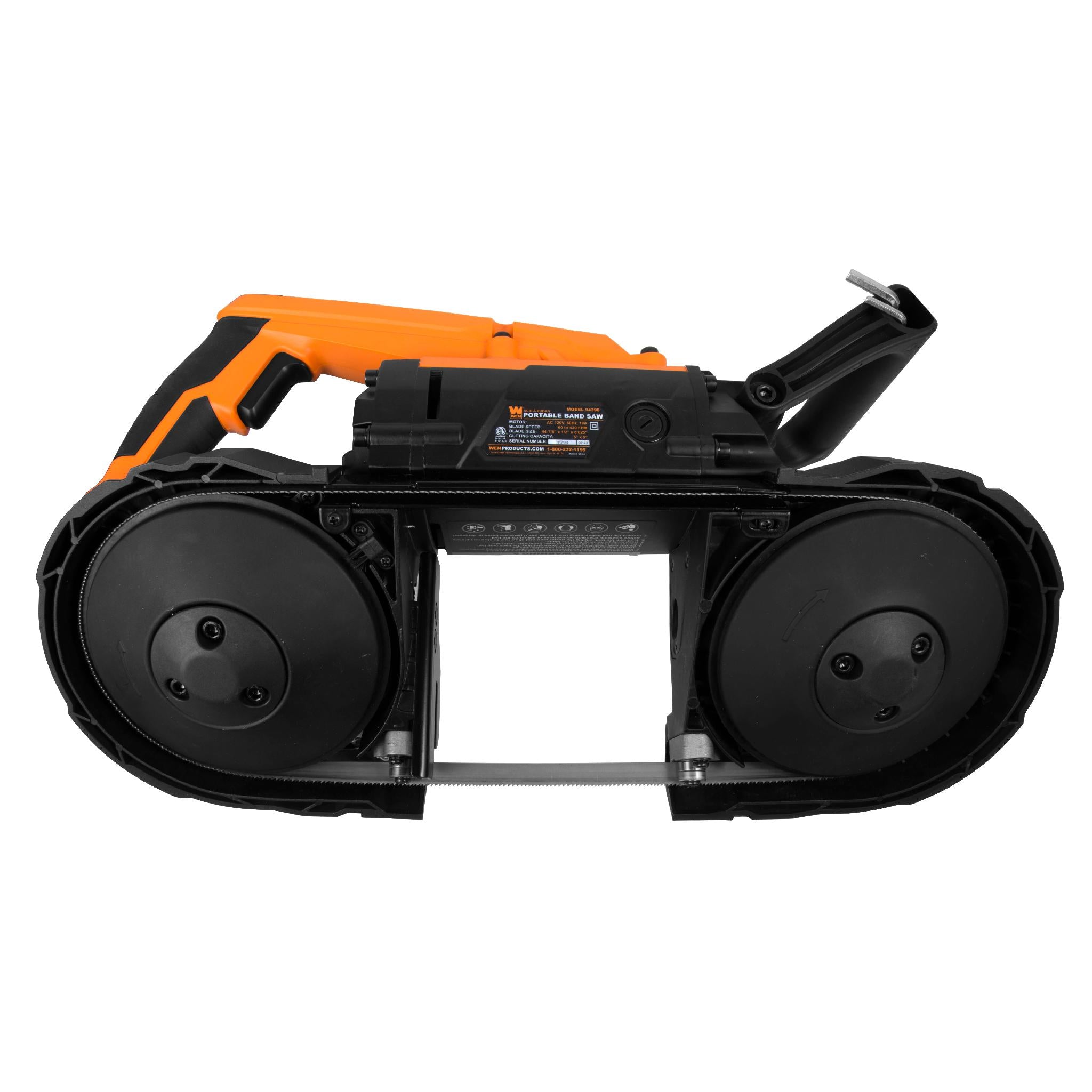 WEN 94396 10 Amp 5 Inch Variable Speed Handheld Portable Band Saw for Metal Cutting - Perfect for DIY Projects, Metal Fabrication, and Construction Work