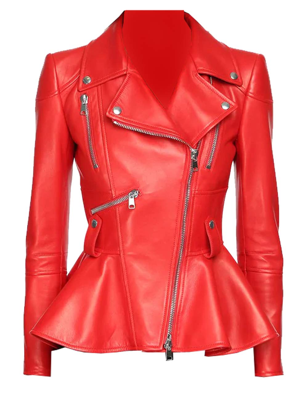 Medusa Black Peplum Genuine Leather Jacket for Women - Fashionable Designer Missy & Plus Size Jacket | Perfect for Night Out, Date Night & Casual Wear