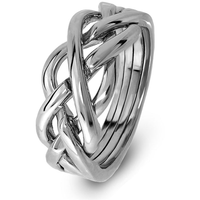 14K White Gold Women's 4 Band Puzzle Ring - Elegant & Unique Jewelry for Gifts, Anniversaries, and Special Occasions