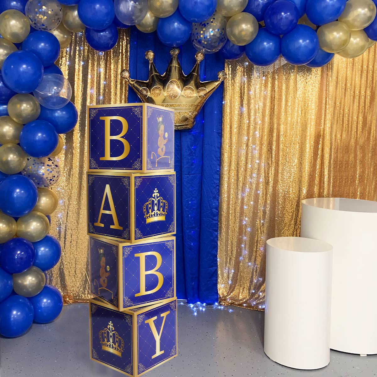 Royal Prince Balloon Boxes 4PCS - Elegant Baby Shower Decorations for Boys & Girls, Little Prince Theme Party Supplies - Perfect for Baby Showers, Birthdays, and Royal-Themed Celebrations