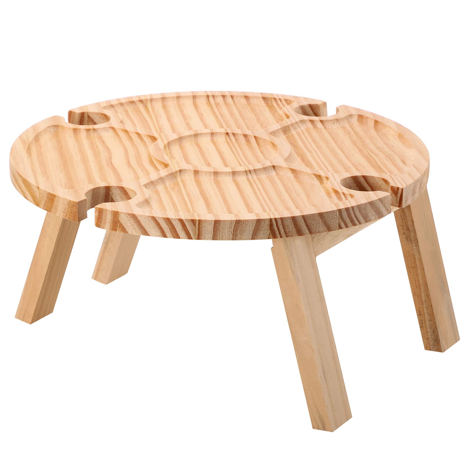 RIABXZ Portable Wooden Folding Picnic Table - Compact Beach Camping Table with Wine Glass Holder | Perfect for Outdoor Dining, Garden Parties, Backyard BBQs & Beach Vacations (30x16cm)