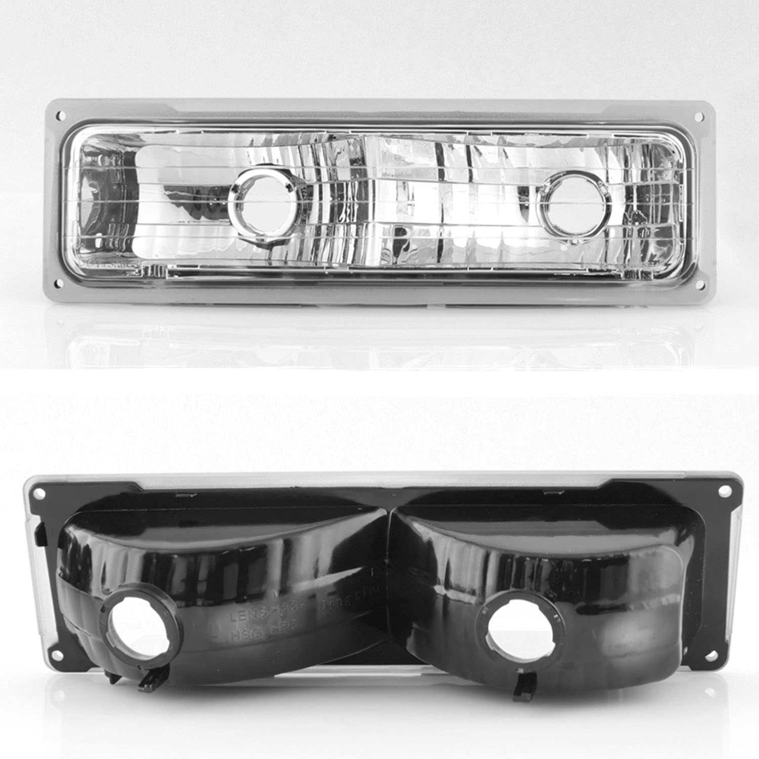 AKKON Chrome Headlights + Corner Lights + Bumper Signal Lamps + LED Tail Lights Pair for 1994-1998 Chevy C/K 1500 2500 3500 Tahoe Suburban Pickup Trucks - Upgrade Your Ride for Night Driving & Off-Road Adventures