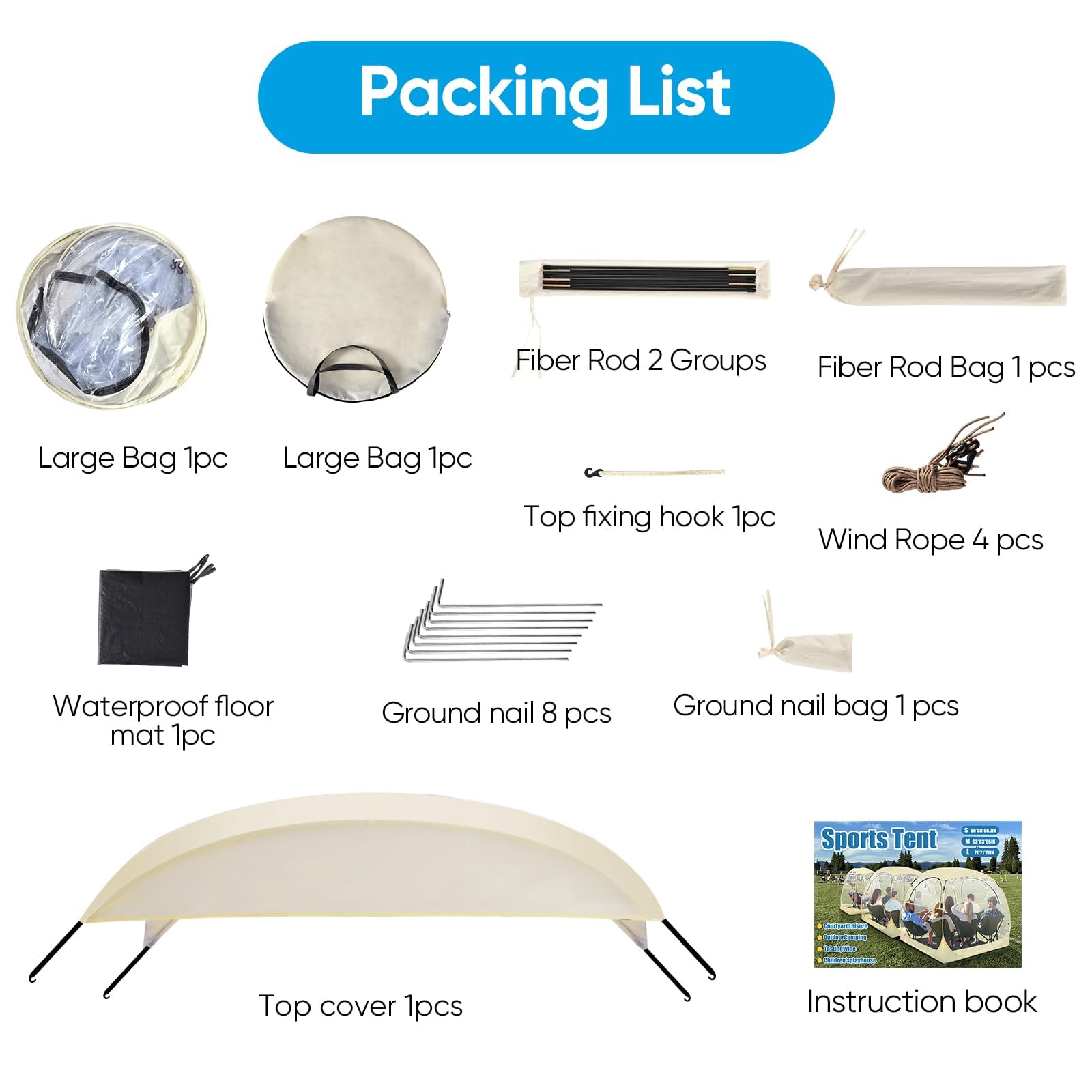 Instant Pop Up Sports Tent with Sealed Floor - Weatherproof Sun Shelter & Clear Bubble Tent for 2-4 People - Perfect for Outdoor Sports Events, Camping, Fishing, and Beach Trips