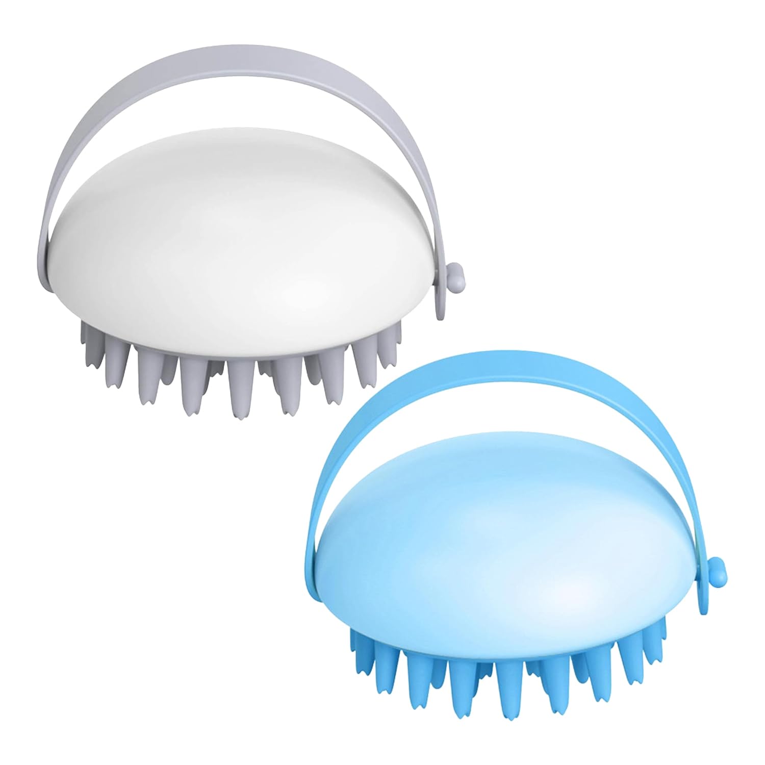 Kuber Industries Hair Massager Shampoo Brush with Soft Silicone Bristles - Scalp Massager for Hair Washing, Dandruff Relief & Relaxation | Perfect for Shower, Salon & Home Spa (White & Blue)