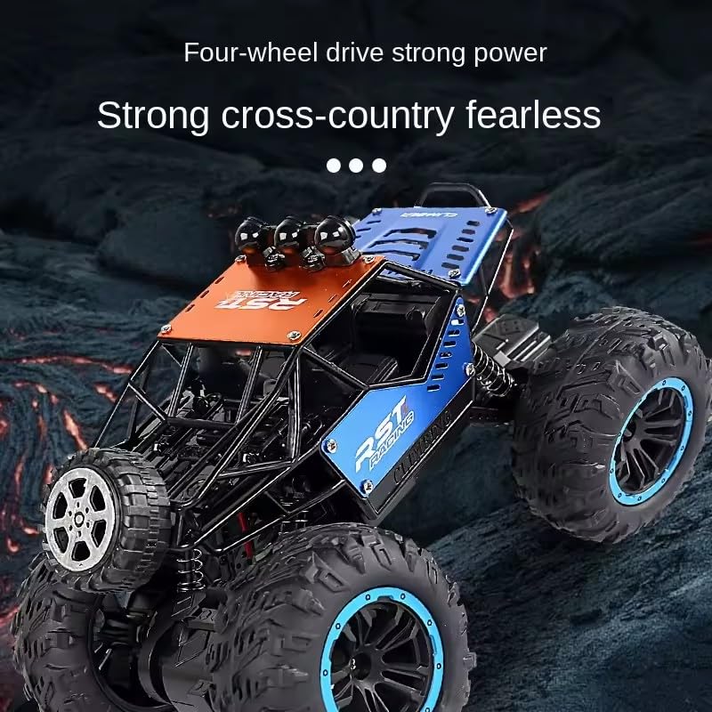 Eli & Chi Remote Control Monster Truck RC Car - 2WD Off Road Rock Crawler with 45° Climbing Angle, Rechargeable Battery & Water Mist Spray | High Speed Racing Toy for Boys & Kids | Outdoor Play, Backyard Adventures, Birthday Gifts (Black)