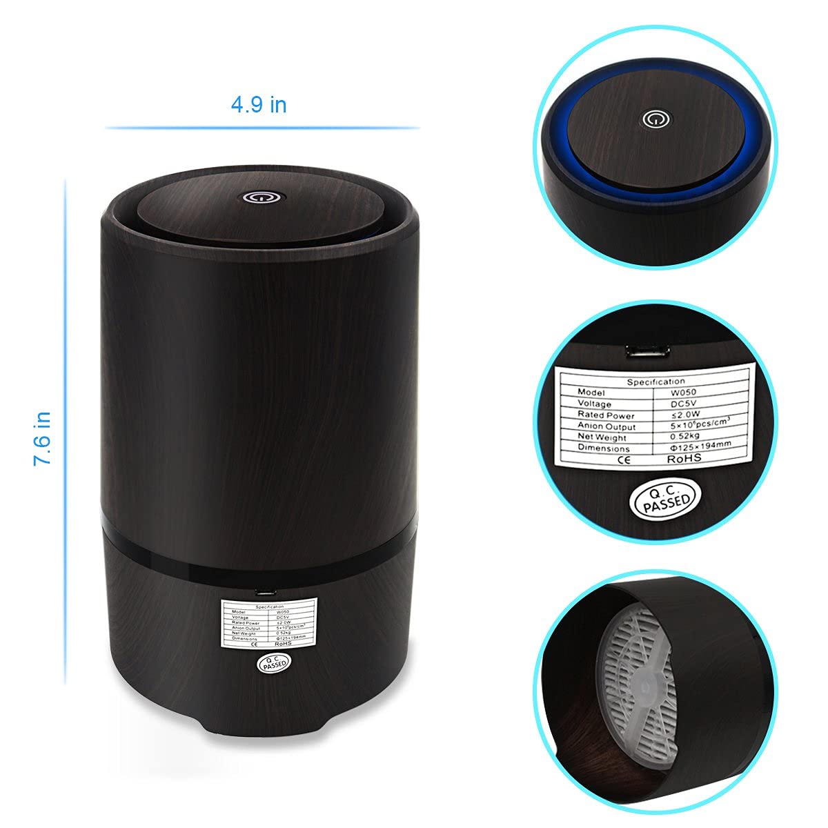 True HEPA Air Purifier W050S + W050T Bundle - Eliminates 99.97% of Dust, Pollen & Pet Dander | Perfect for Bedrooms, Living Rooms & Offices