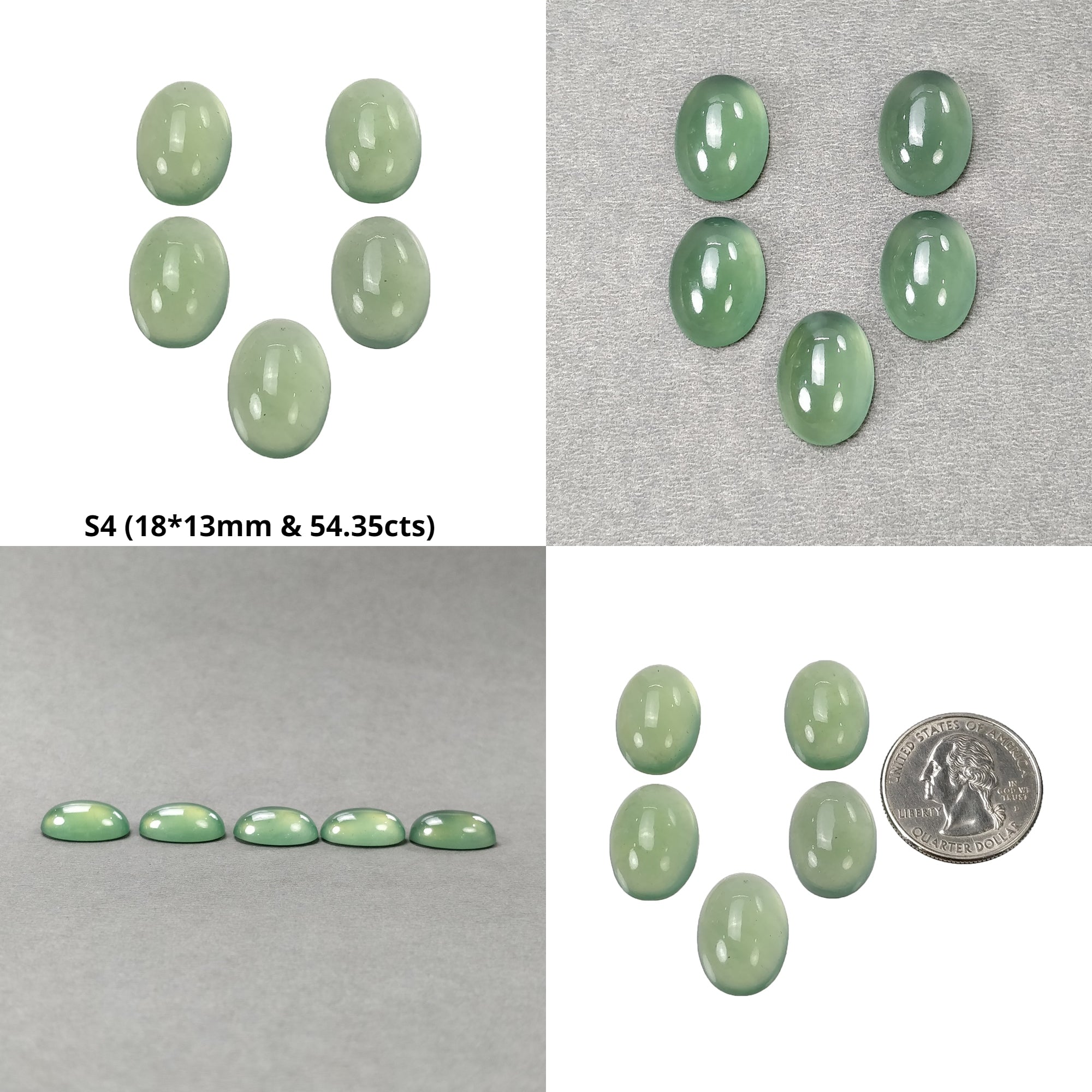 Natural Untreated Green Serpentine Gemstone Cabochon - Oval Shape 18x13mm (5pcs Set) | Handmade Jewelry Making, Wire Wrapping, Pendant & Ring Designs | Healing Crystal Collection for Meditation & Energy Work