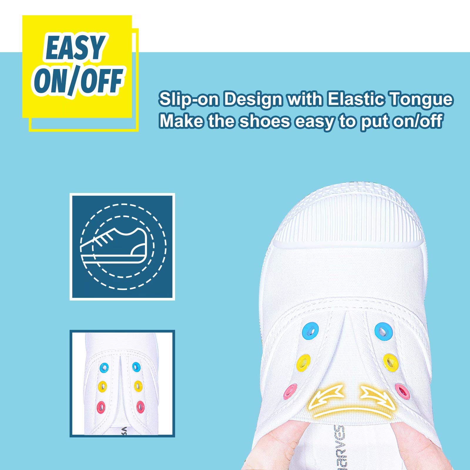 **Toddler Canvas Sneakers for Boys & Girls - Lightweight Slip-On Comfortable Kids Running Shoes (Toddler/Little Kids/Big Kids) - Perfect for Playground, School & Casual Wear**