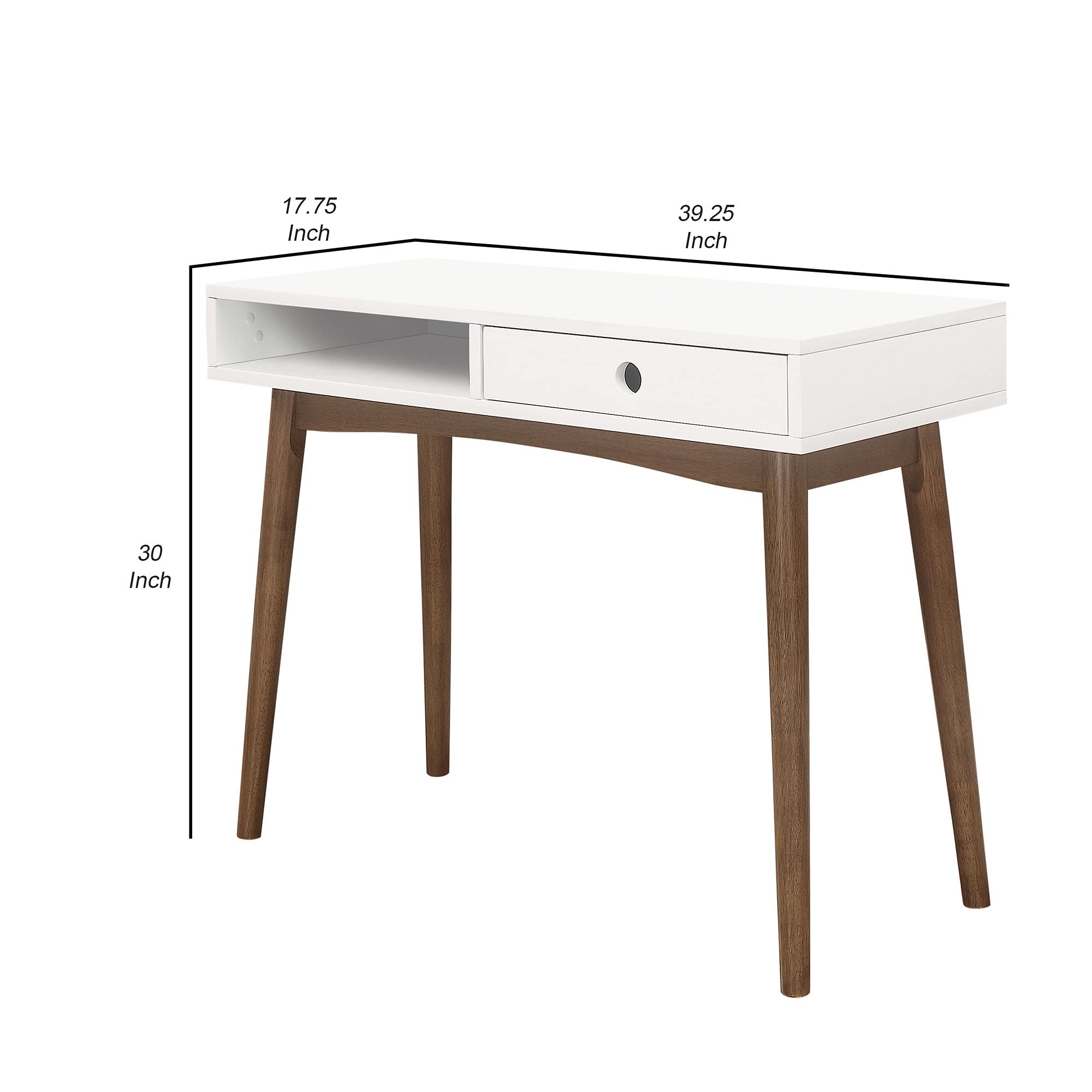 Benjara BM242019 White & Brown Writing Desk with 1 Drawer & 1 Compartment - Perfect for Home Office, Study Room & Small Spaces
