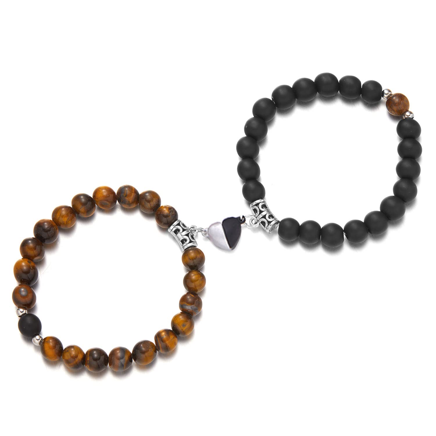 Magnetic Couple Bracelets for Him and Her - Rainbow Beads & Natural Stone Bracelet Set - Long Distance Relationship Gifts for Boyfriend, Girlfriend, Best Friend - Perfect for Anniversaries, Valentine's Day and Romantic Occasions