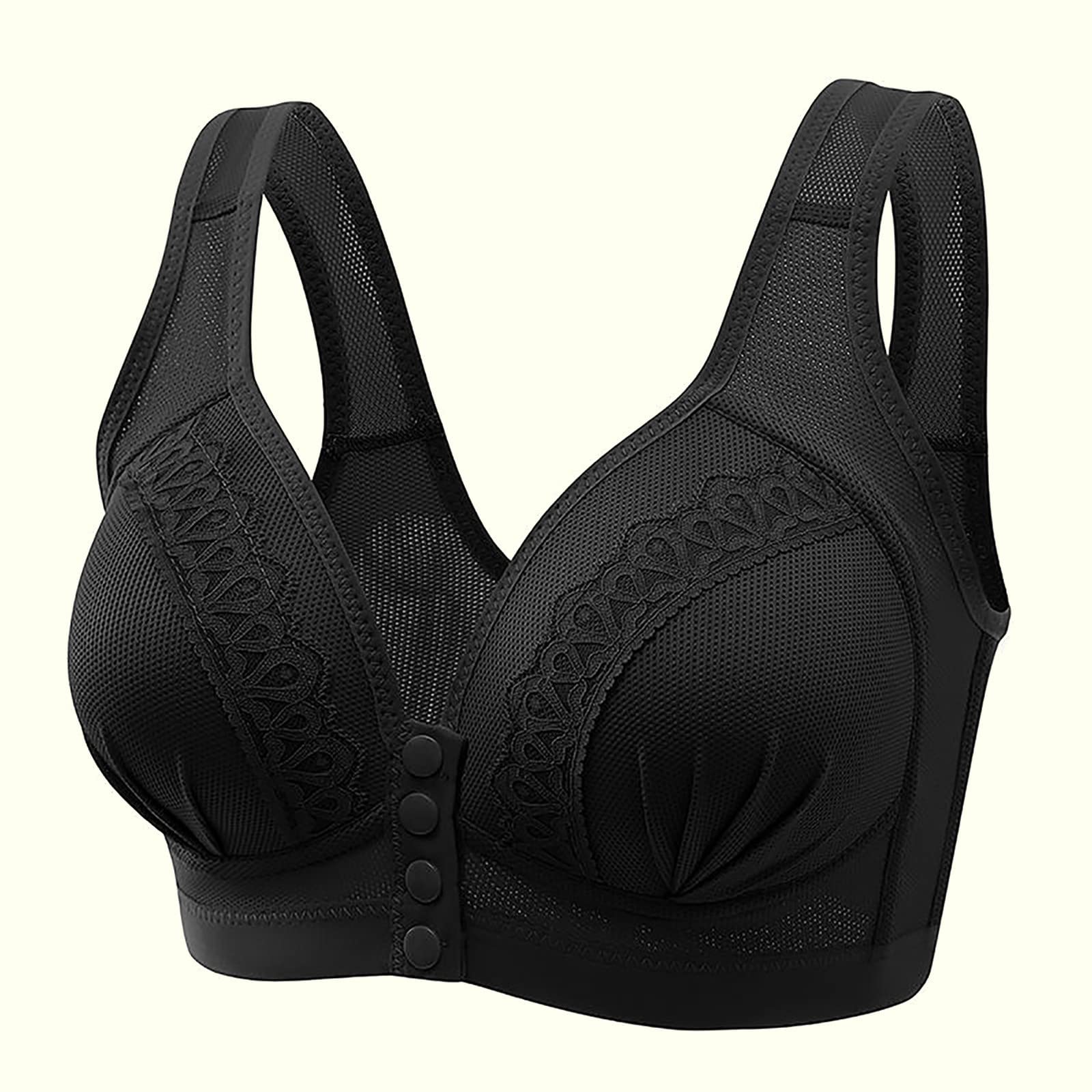 Wireless Front Closure Push Up Bras for Women - Seamless Lift V-Neck Bralette - Comfortable T-Shirt Bra for Everyday Wear & Layering