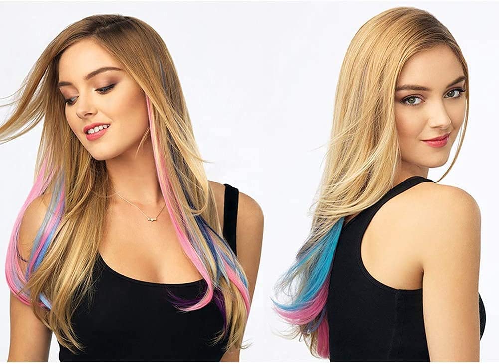 Burgundy Clip-in Hair Extensions for Women - 4-Piece Synthetic Straight Hair Highlights Set for Length & Volume | Perfect for Parties, Cosplay & Daily Styling