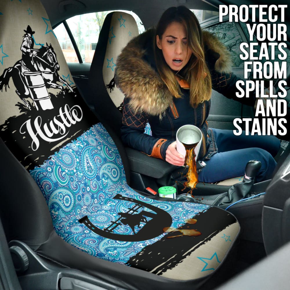 Custom Barrel Racing Horse Lovers Car Seat Covers - Durable & Stylish for Western Riders - Perfect for Trucks, SUVs and Horse Trailers - Great Gift for Equestrian Enthusiasts