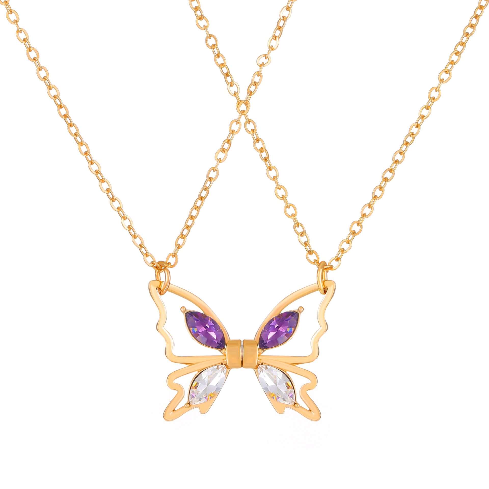 Butterfly Magnetic Couple Friendship Matching Necklace Set - Romantic Gift for Couples, Best Friends, Anniversaries & Valentine's Day | KM695