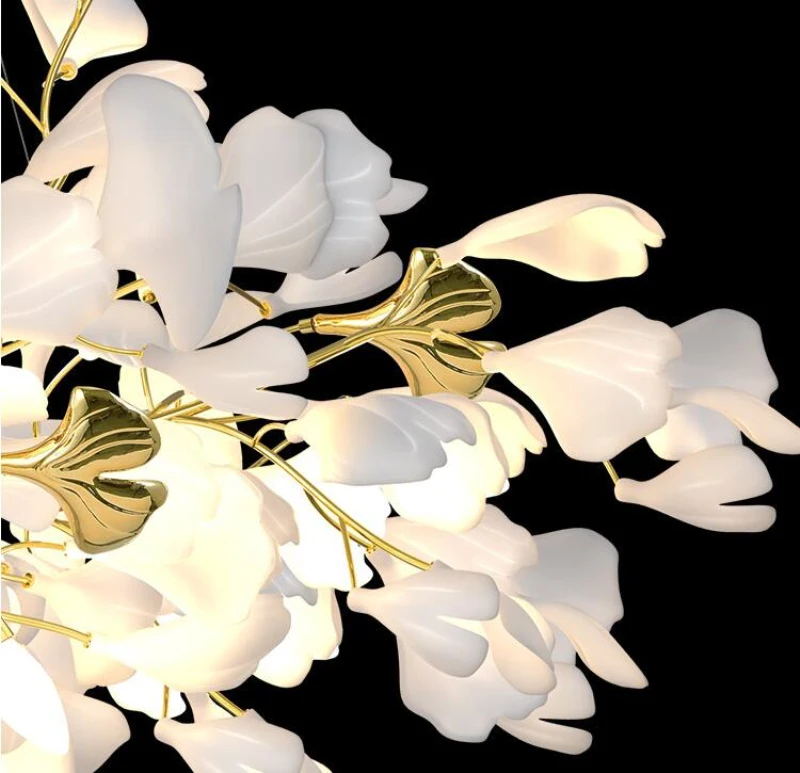 Elegant Ginkgo Leaf Chandelier - Handcrafted Brass Ceiling Light Fixture with Nature-Inspired Design for Dining Room, Living Room, or Bedroom Decor