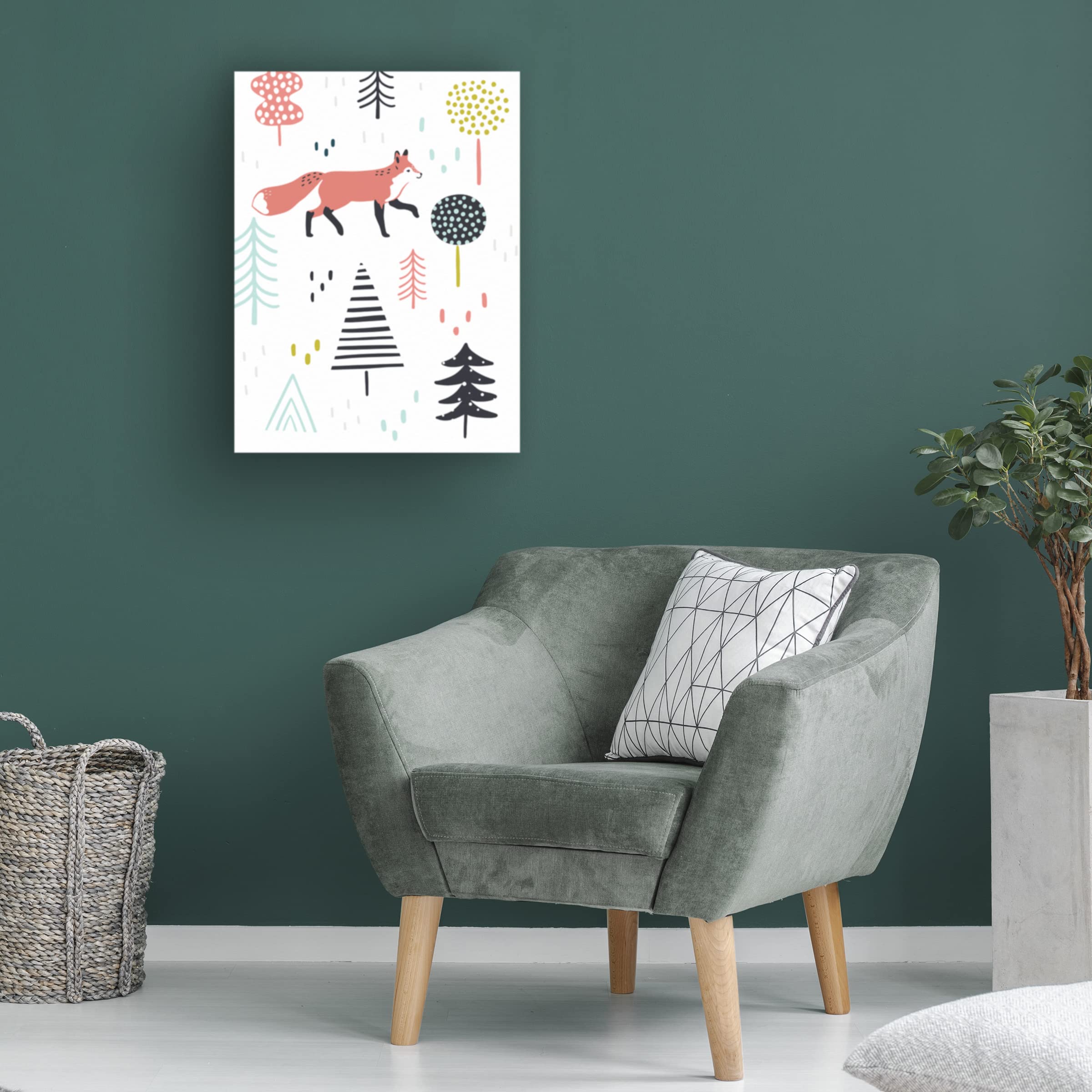Victoria Borges 'Fox Forest I' Canvas Wall Art - Handmade Wildlife Painting for Living Room, Bedroom & Office Decor | Nature Inspired Home Artwork