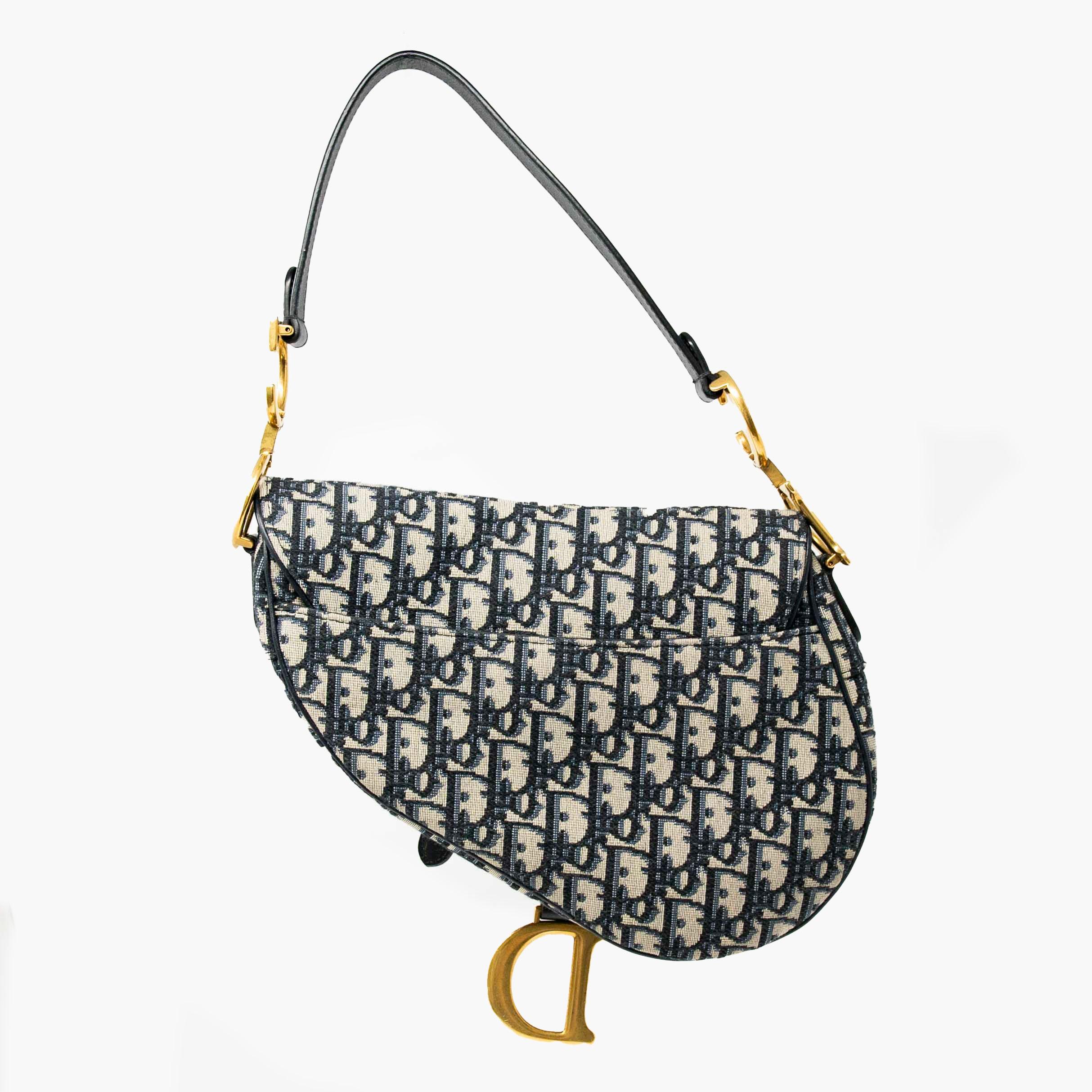 Dior Blue Oblique Medium Saddle Bag for Women | Luxury Designer Crossbody Handbag | Perfect for Date Night, Office & Travel