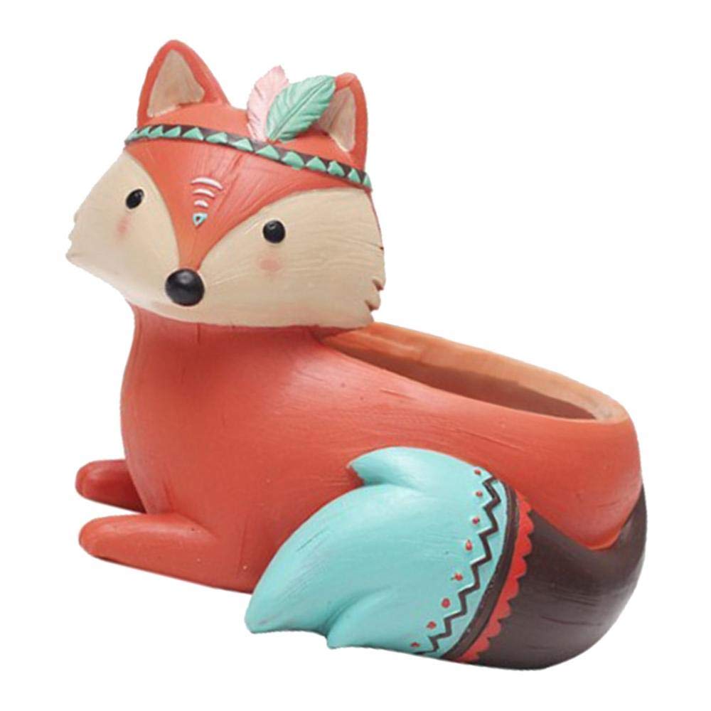 LOVIVER Bohemian Style Animal Succulent Plant Pots - Resin Cactus Planter with Drainage Hole, Mini Desk Organizer & Pen Holder - Perfect for Home Office Decor, Gift Idea for Plant Lovers (Lowrie)