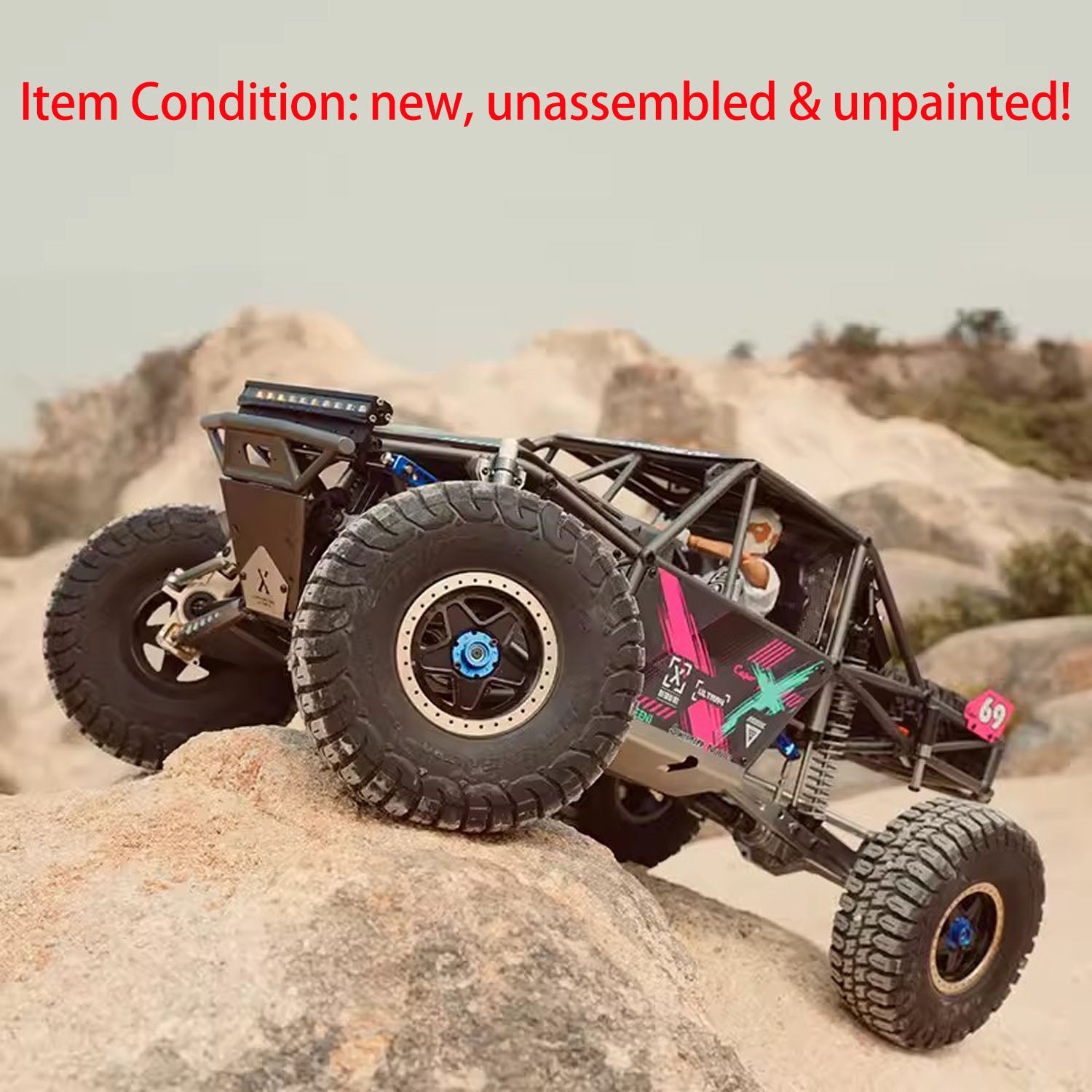 Capo U4 CD1582X 1:8 Scale Remote Control Crawler Car - Unassembled RC Rock Crawler Kit with 2-Speed Transmission for Off-Road Racing & Climbing | DIY Unpainted Model for Hobbyists & Collectors | Perfect for Trail Adventures & Backyard Obstacle Courses